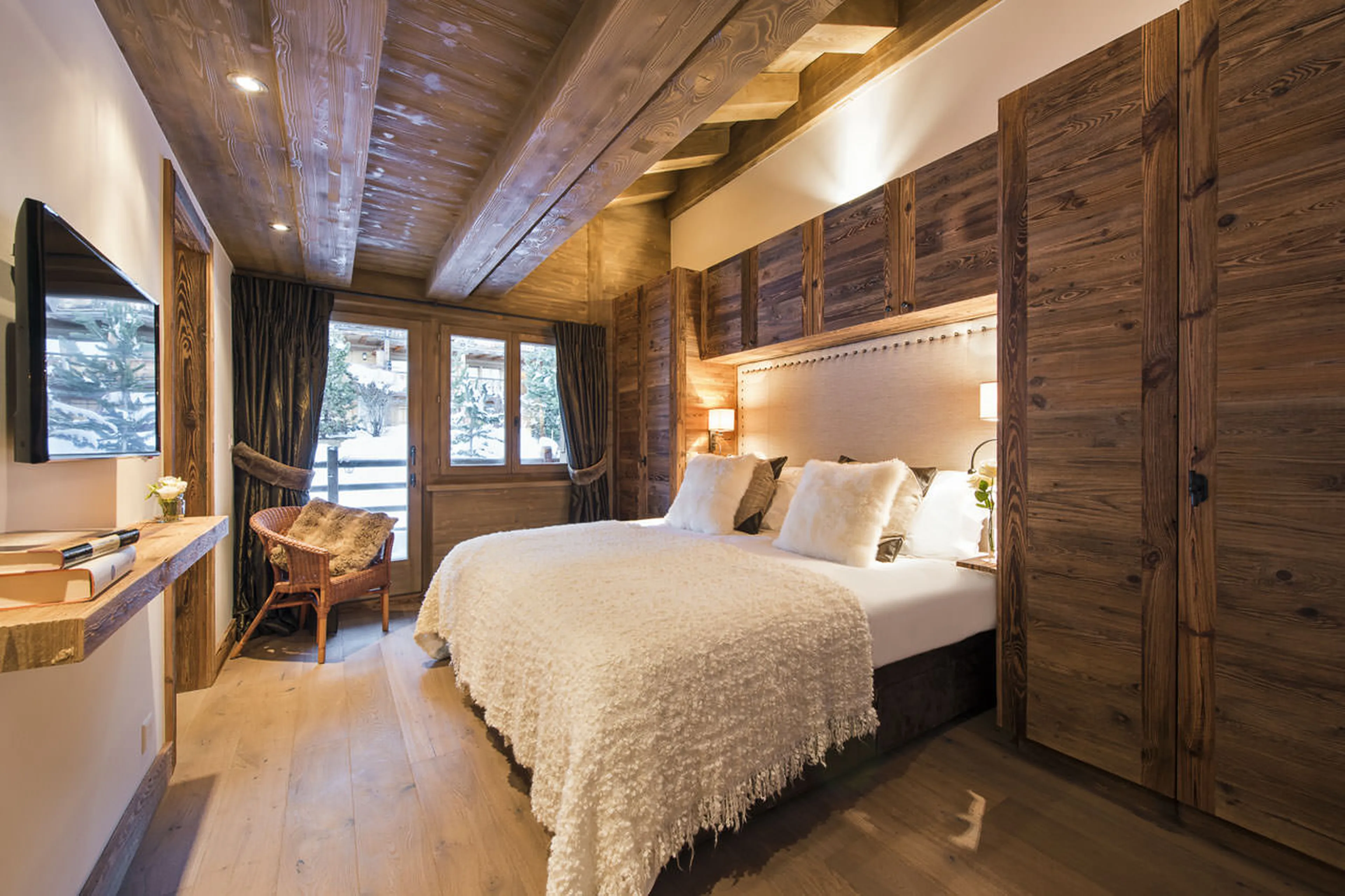 Bedroom two in Le Daray Penthouse in Verbier
