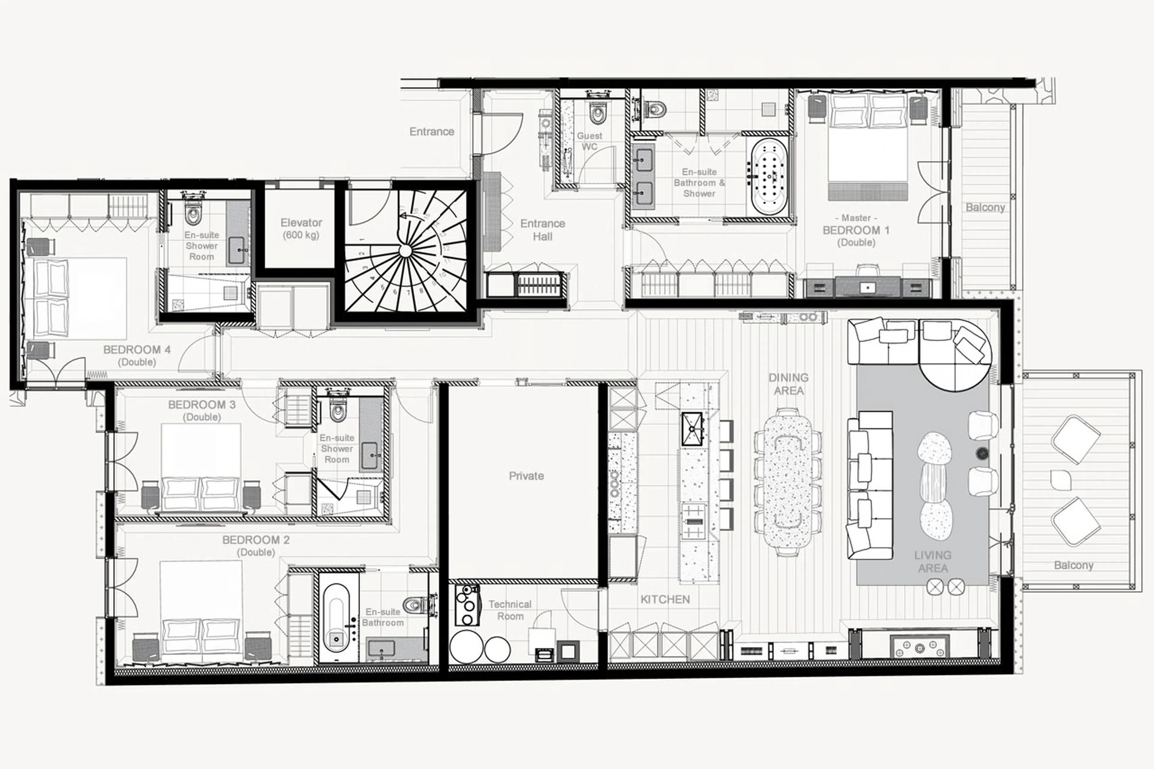 Floor plan for Apartment Le Parc Solene in Val d'Isere