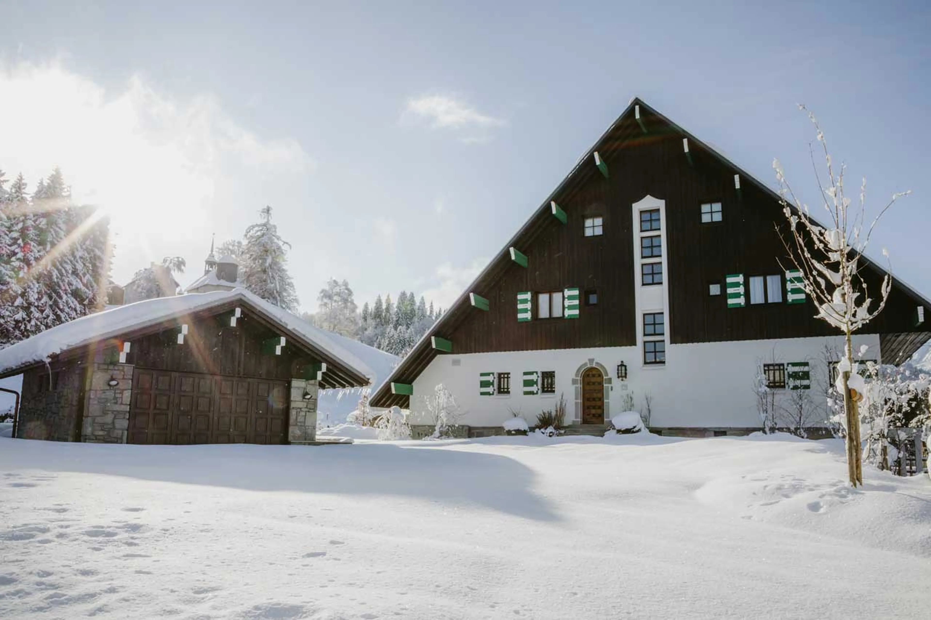 Exterior in the snow at Le Sarto in Megeve