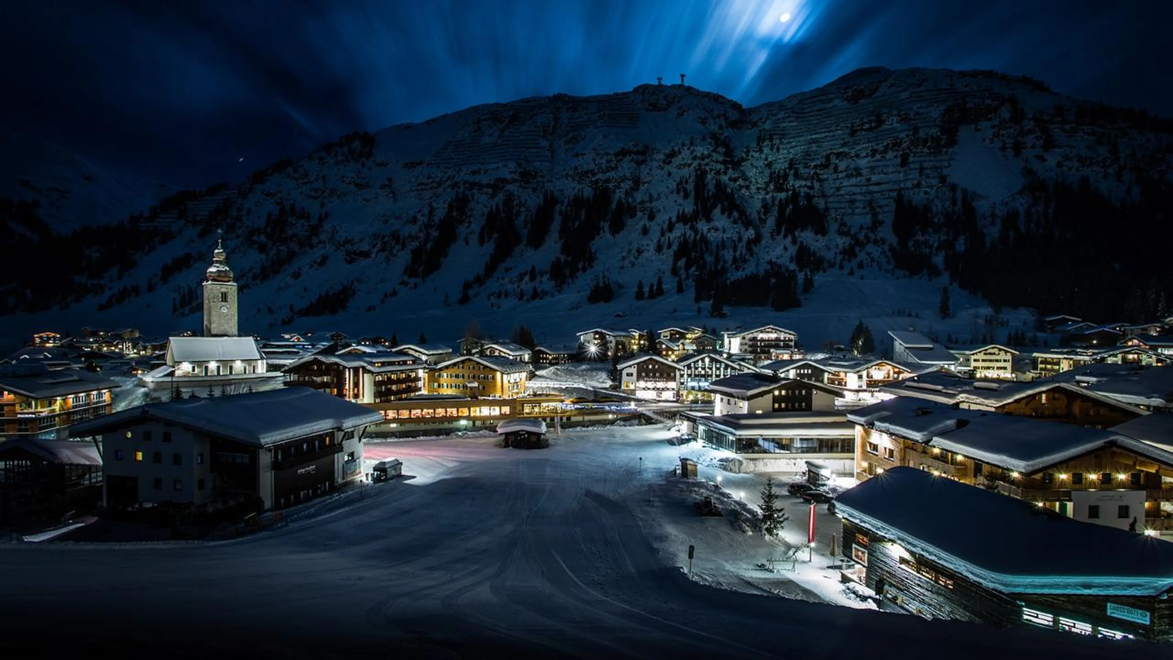 Lech ski resort at night