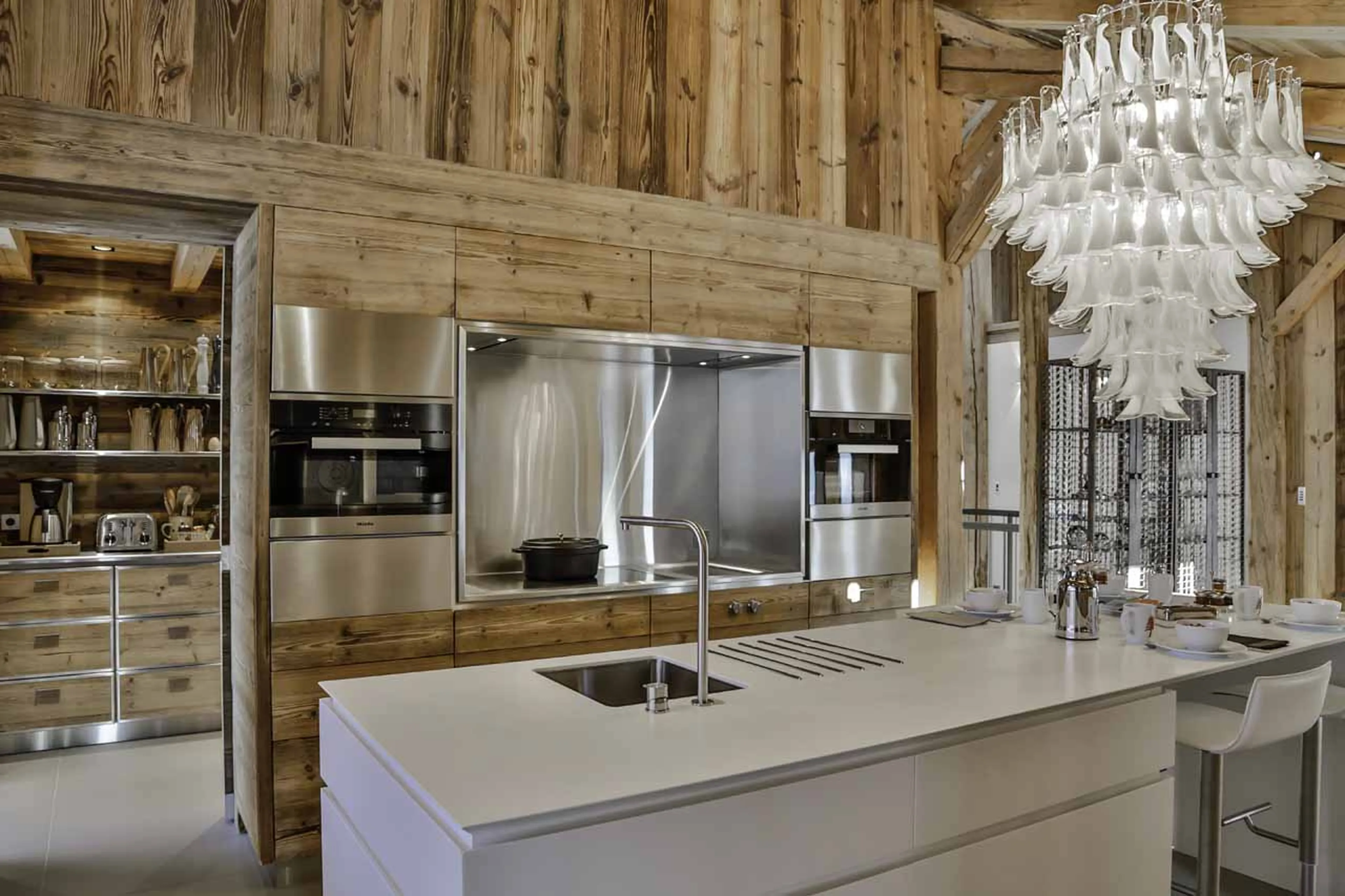 Modern kitchen at La Fermes a la Leonthine in Megeve