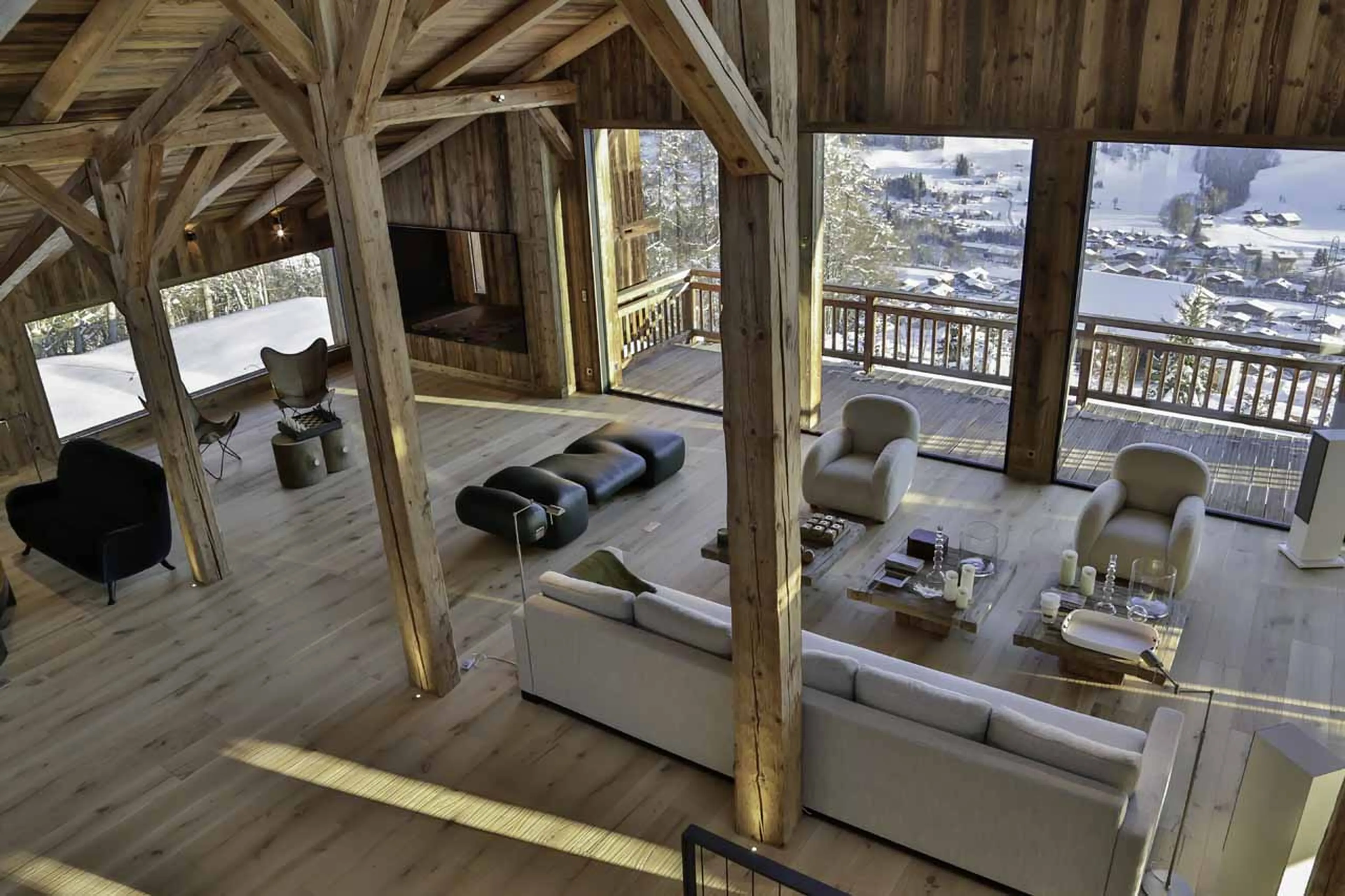 Aerial view of the living area at La Fermes a la Leonthine in Megeve