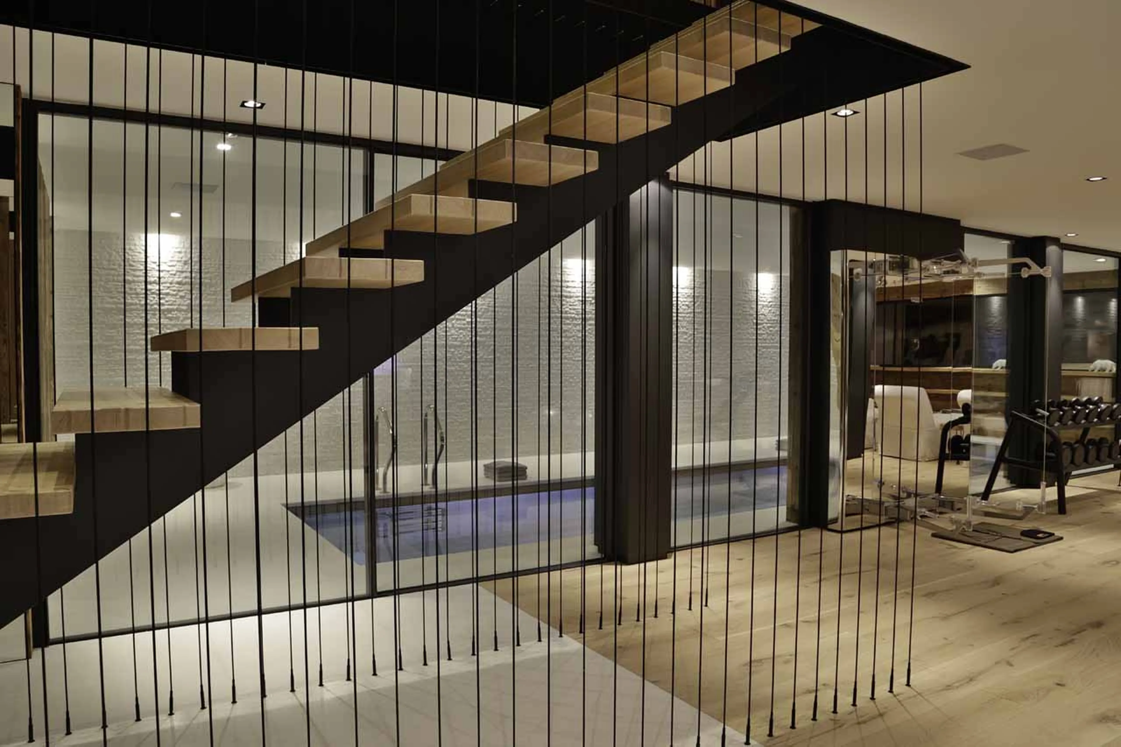 Spa staircase at La Fermes a la Leonthine in Megeve