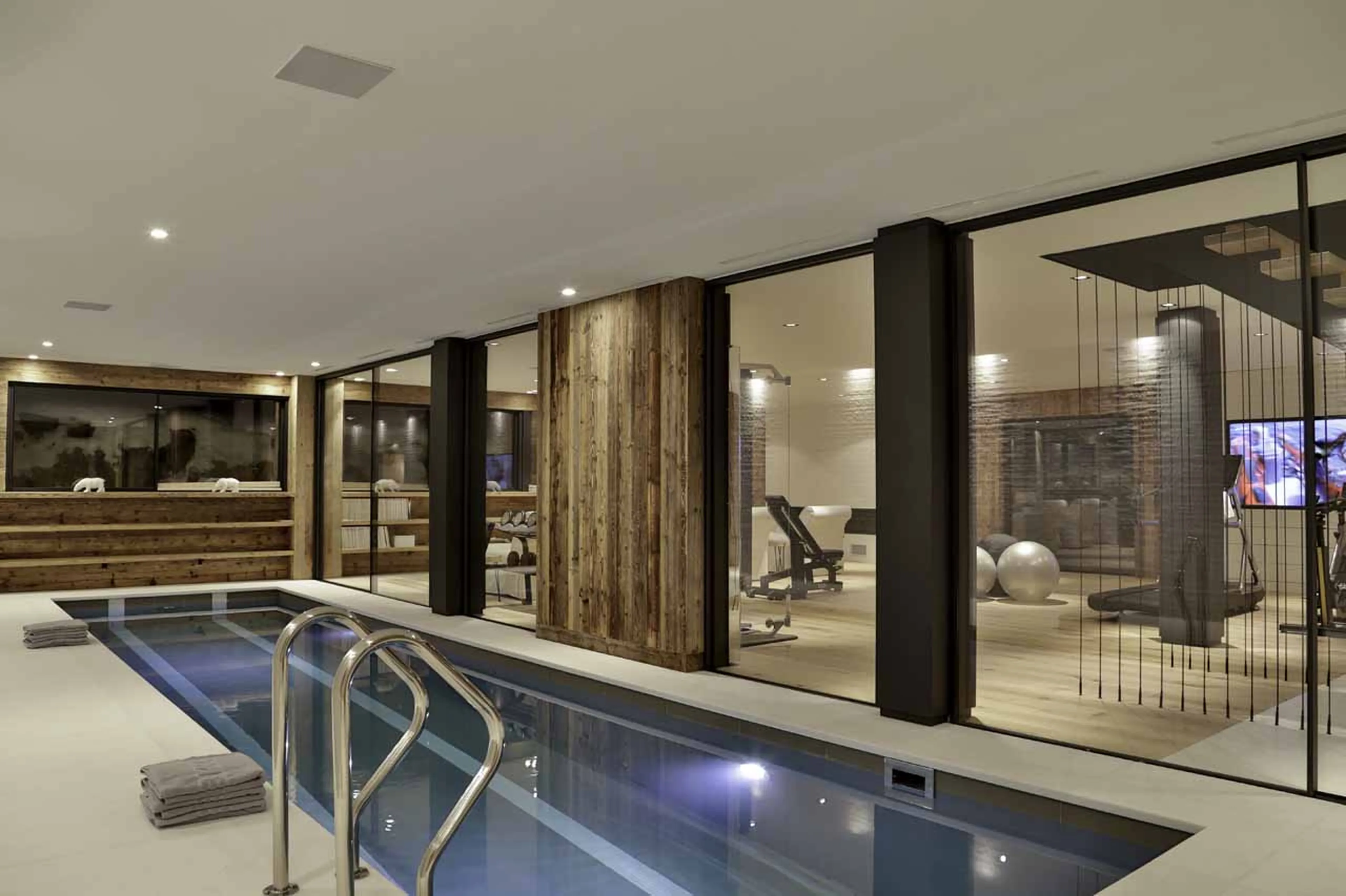 Heated pool at La Fermes a la Leonthine in Megeve