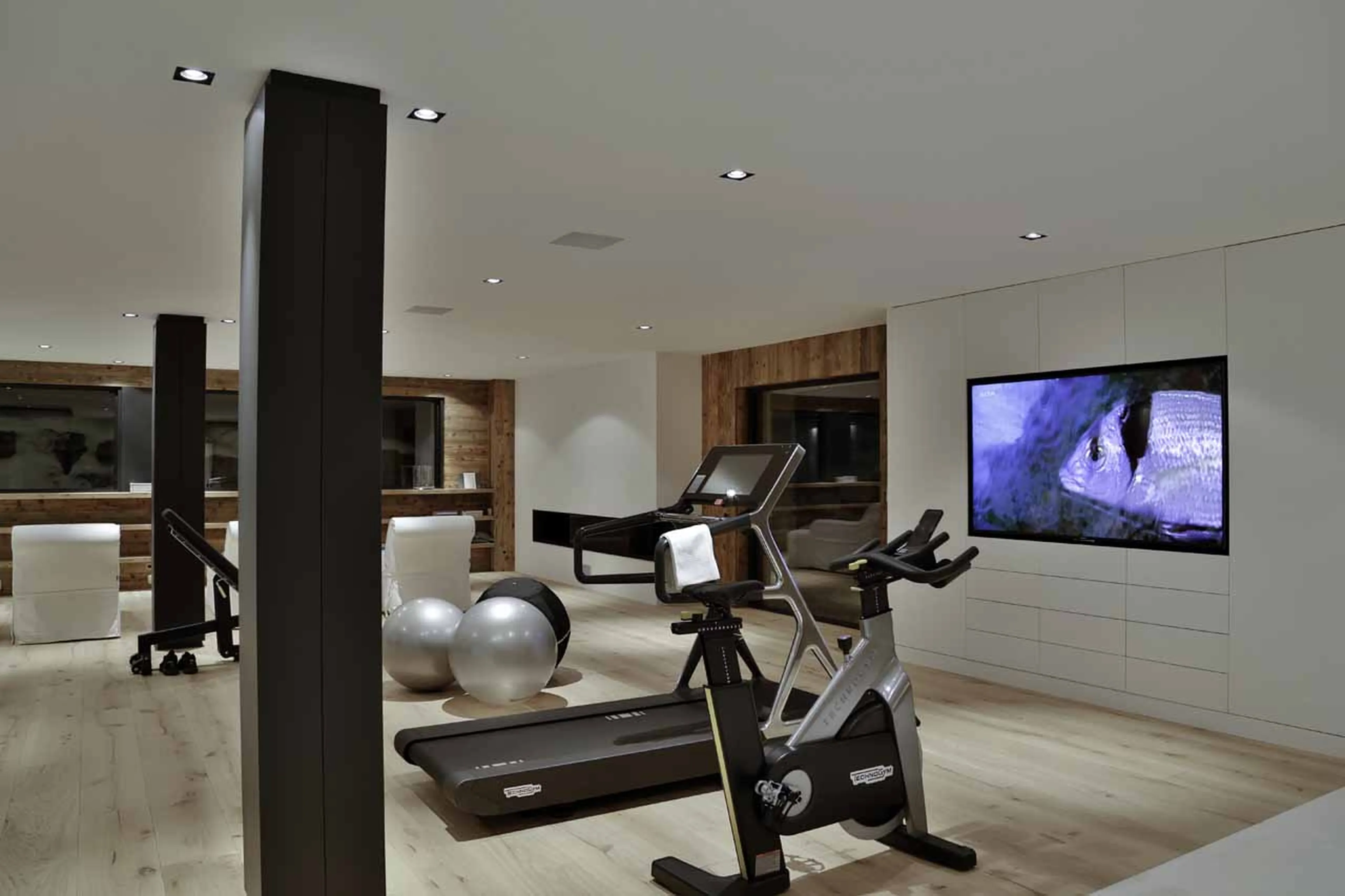 Gym with TV at La Fermes a la Leonthine in Megeve