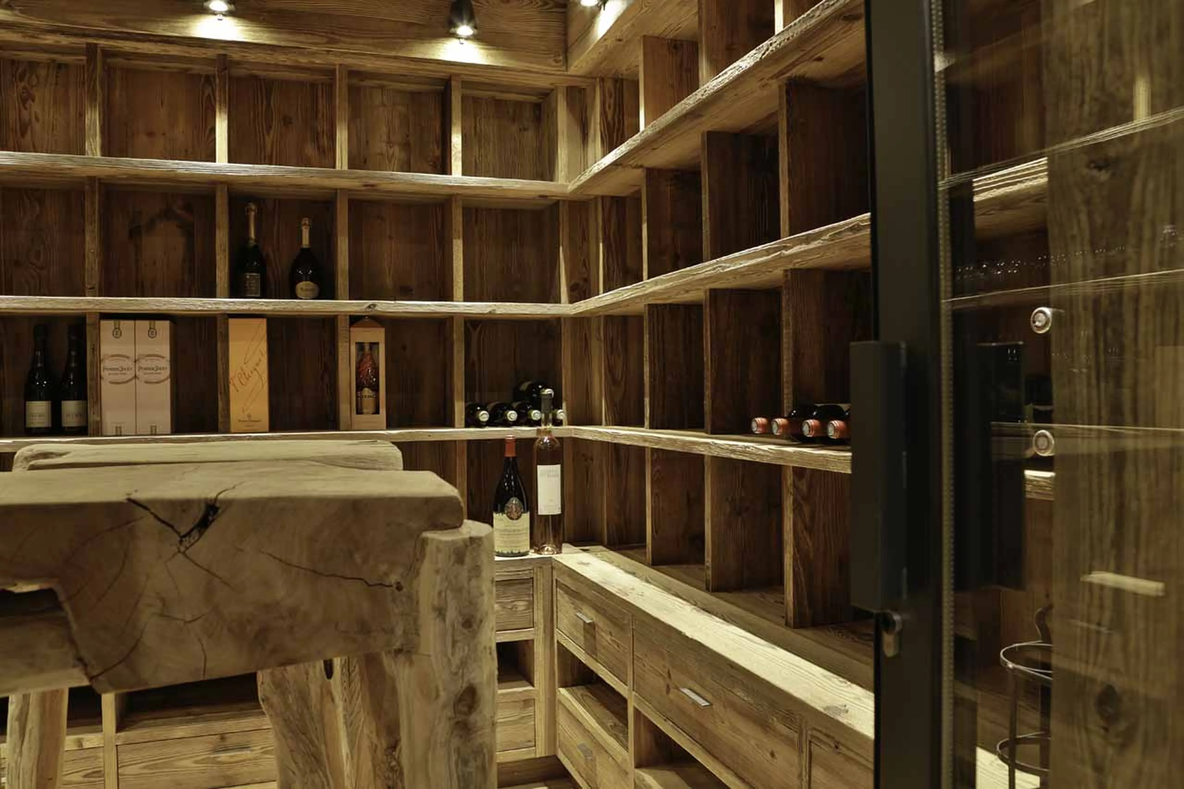Wine cellar at La Fermes a la Leonthine in Megeve