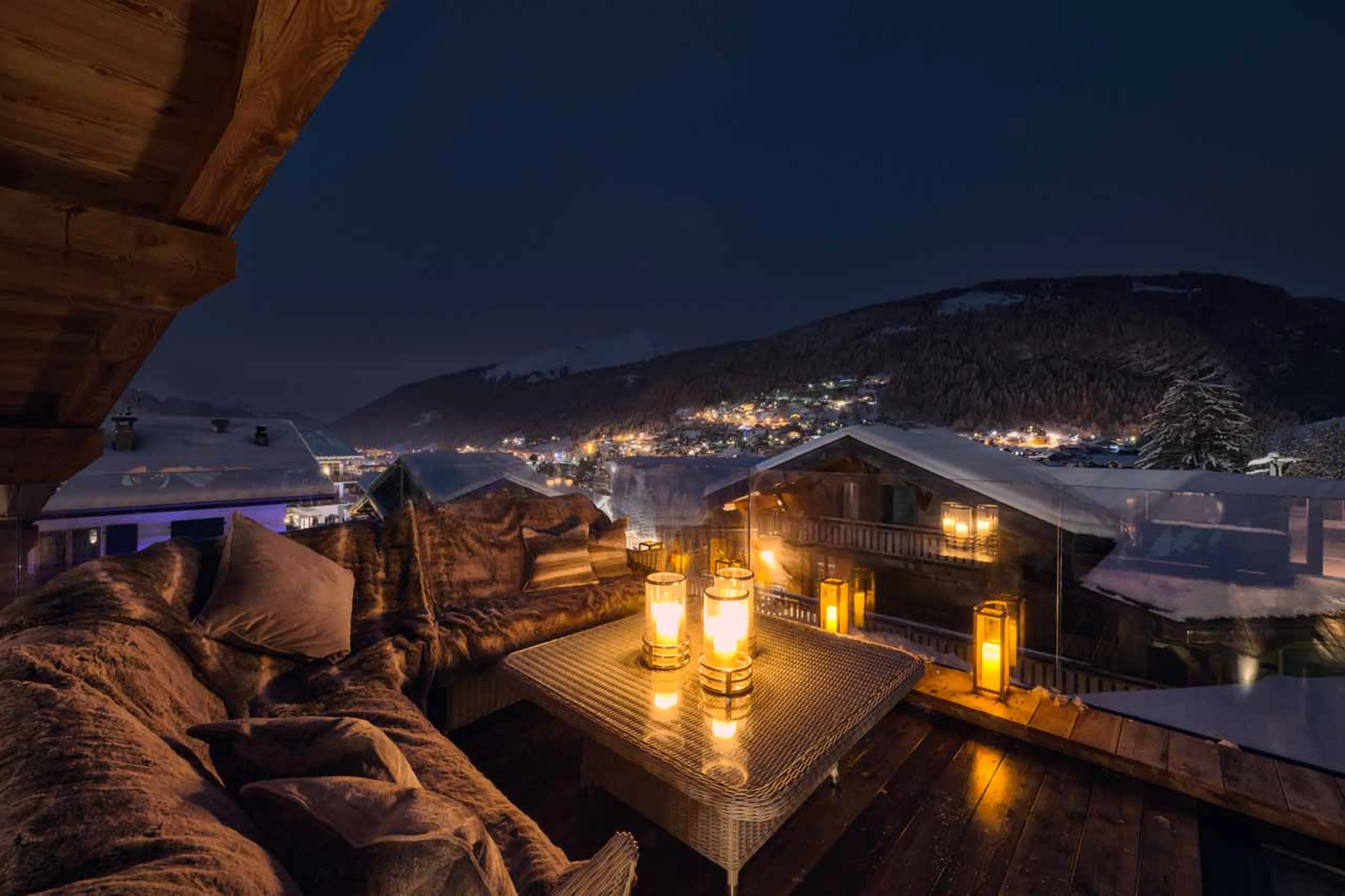 Terrace views at Lodge de Nants in Morzine