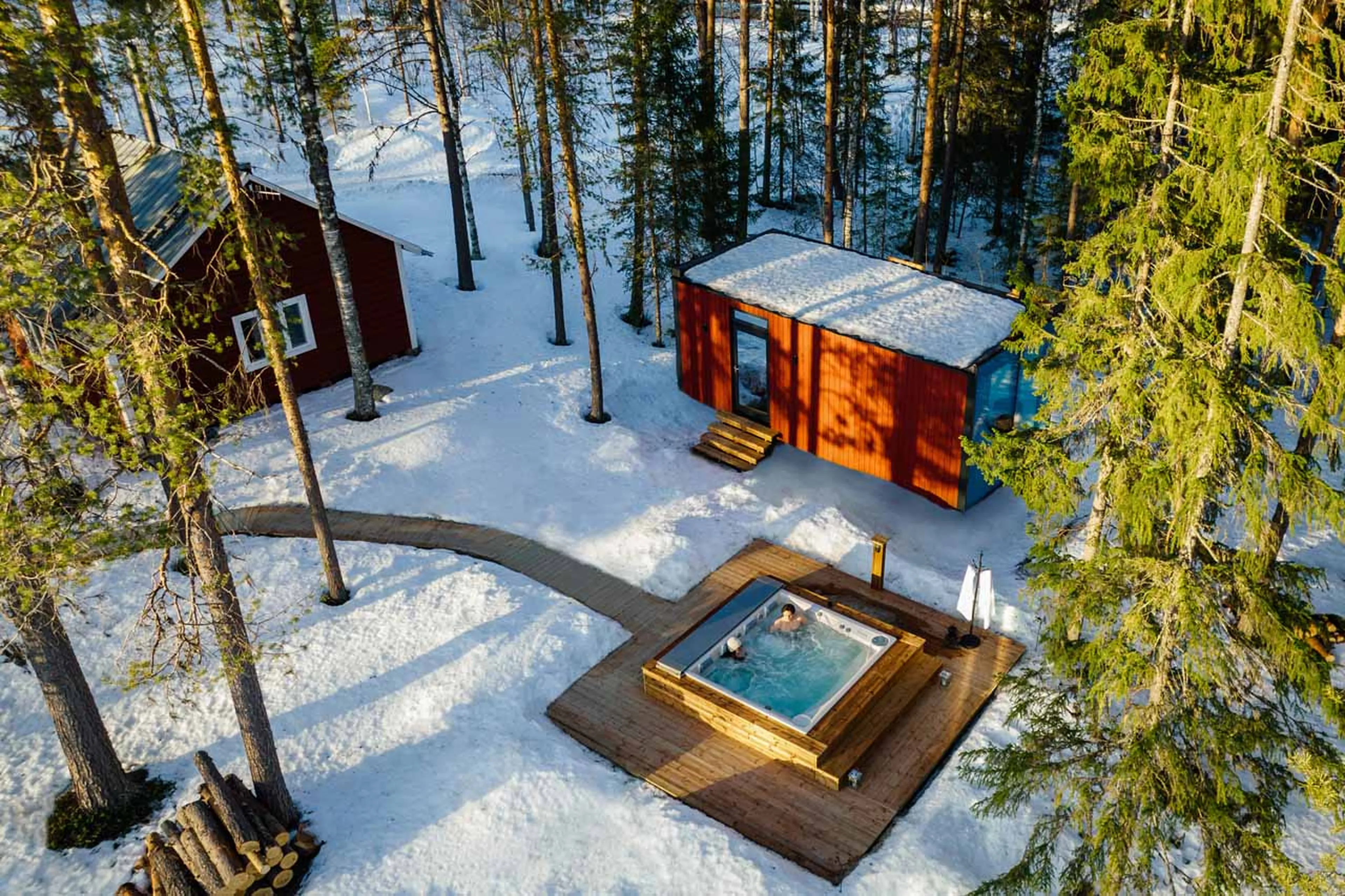 Aerial view of Logger's Lodge in Sweden