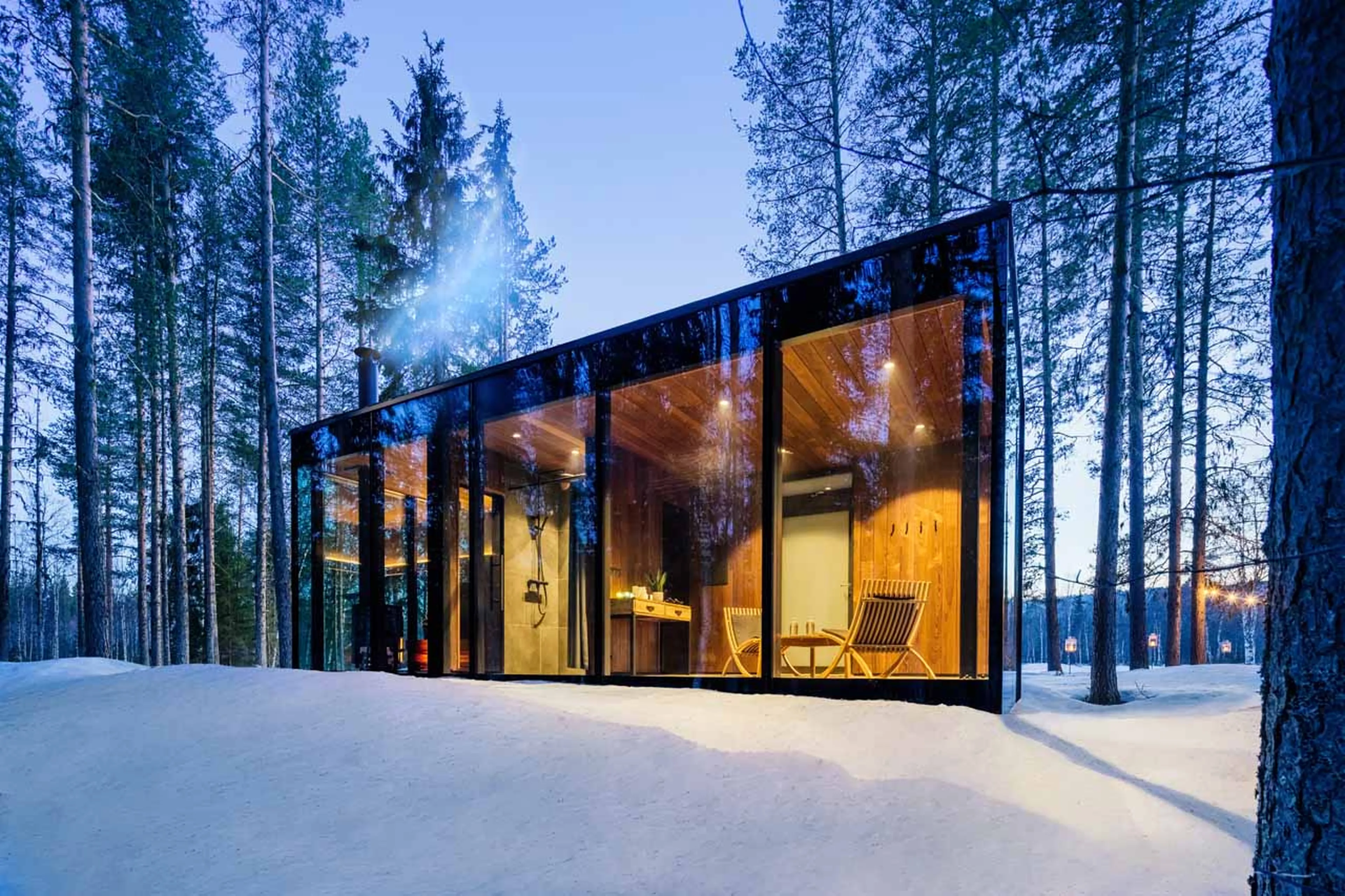 New sauna area at Logger's Lodge in Sweden