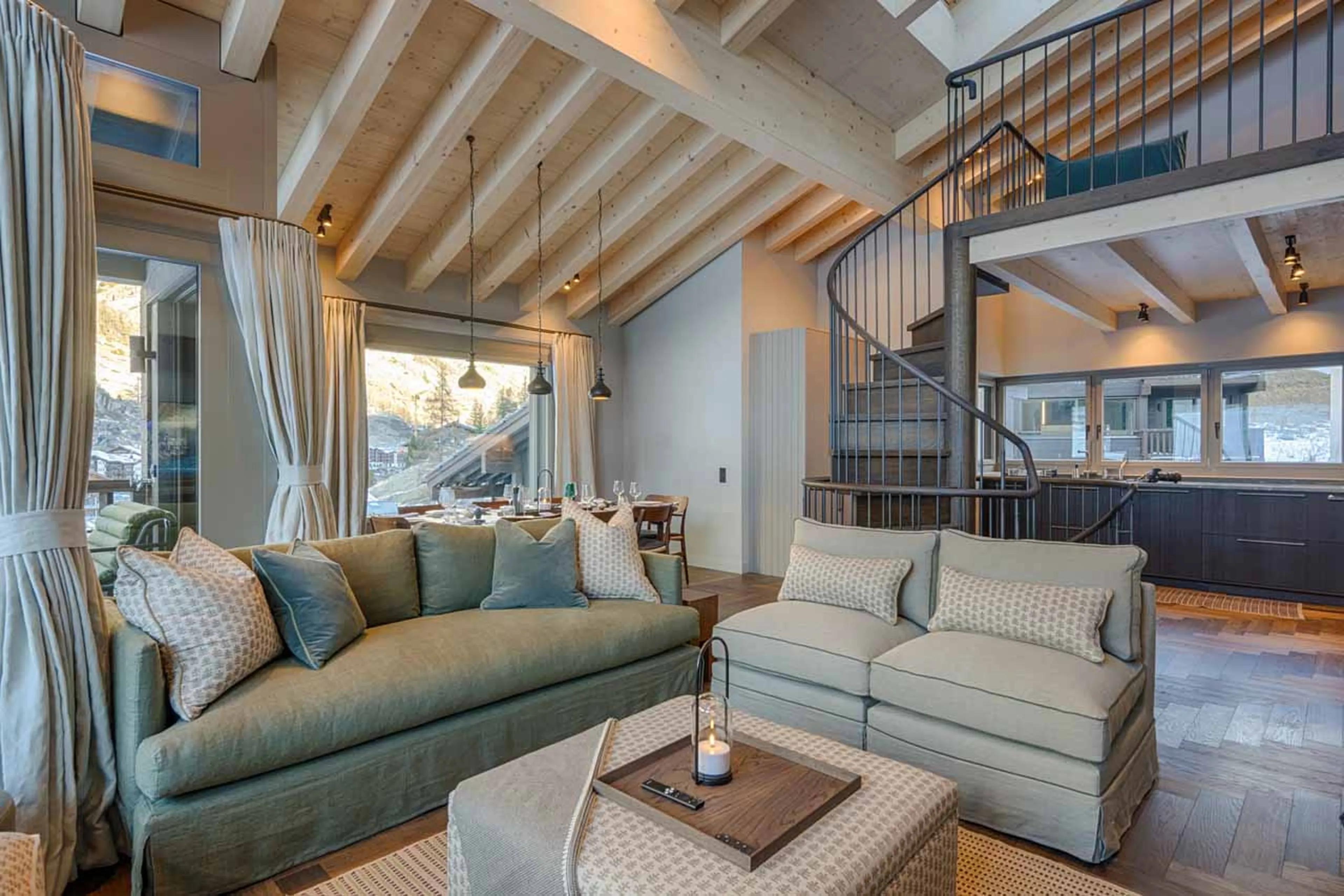 Living area at Lyskamm Lodge in Zermatt