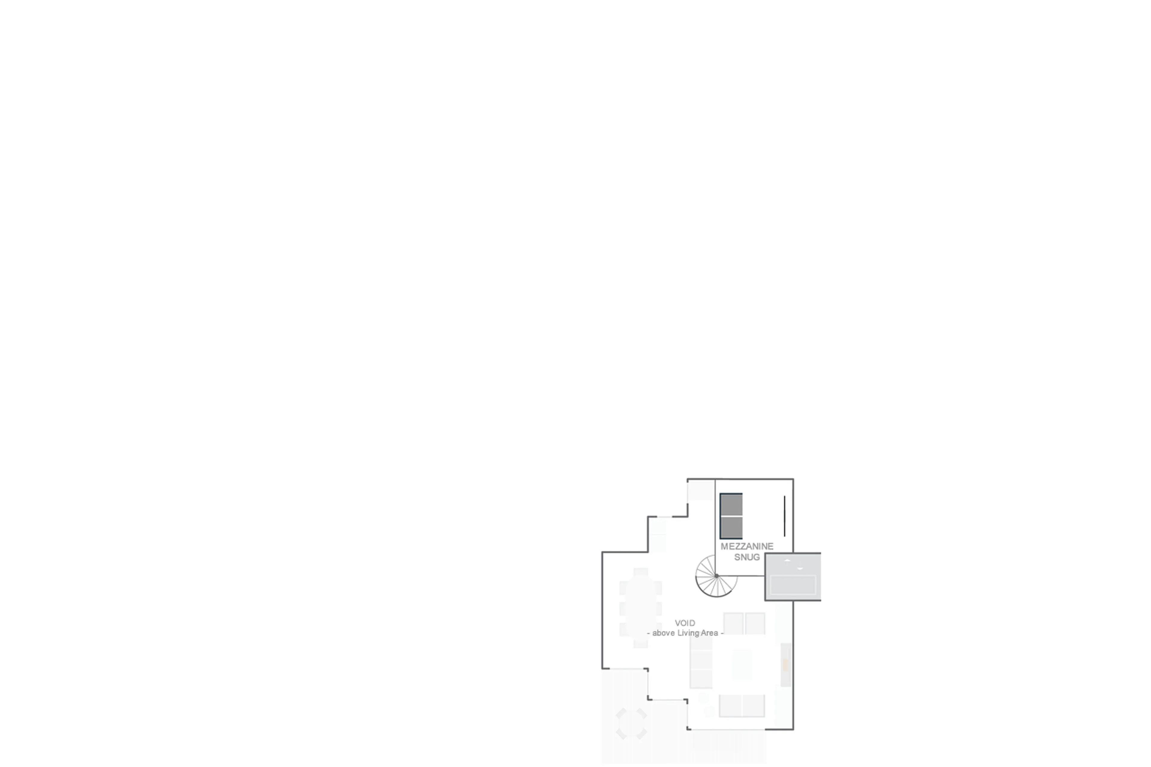 Mezzanine level floor plan of Lyskamm Lodge in Zermatt