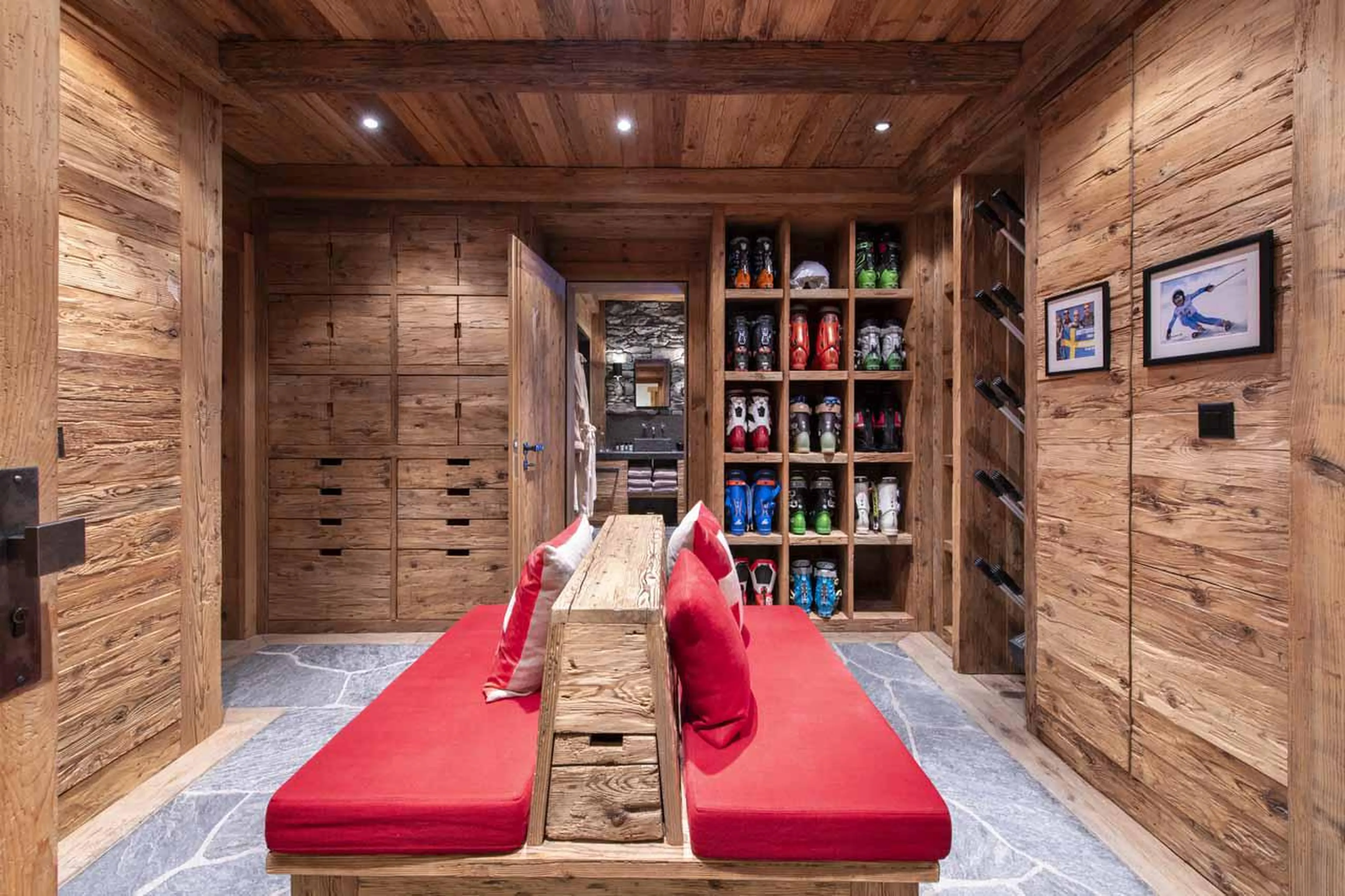 Ski room with boot heaters at Marmotte Penthouse in Verbier