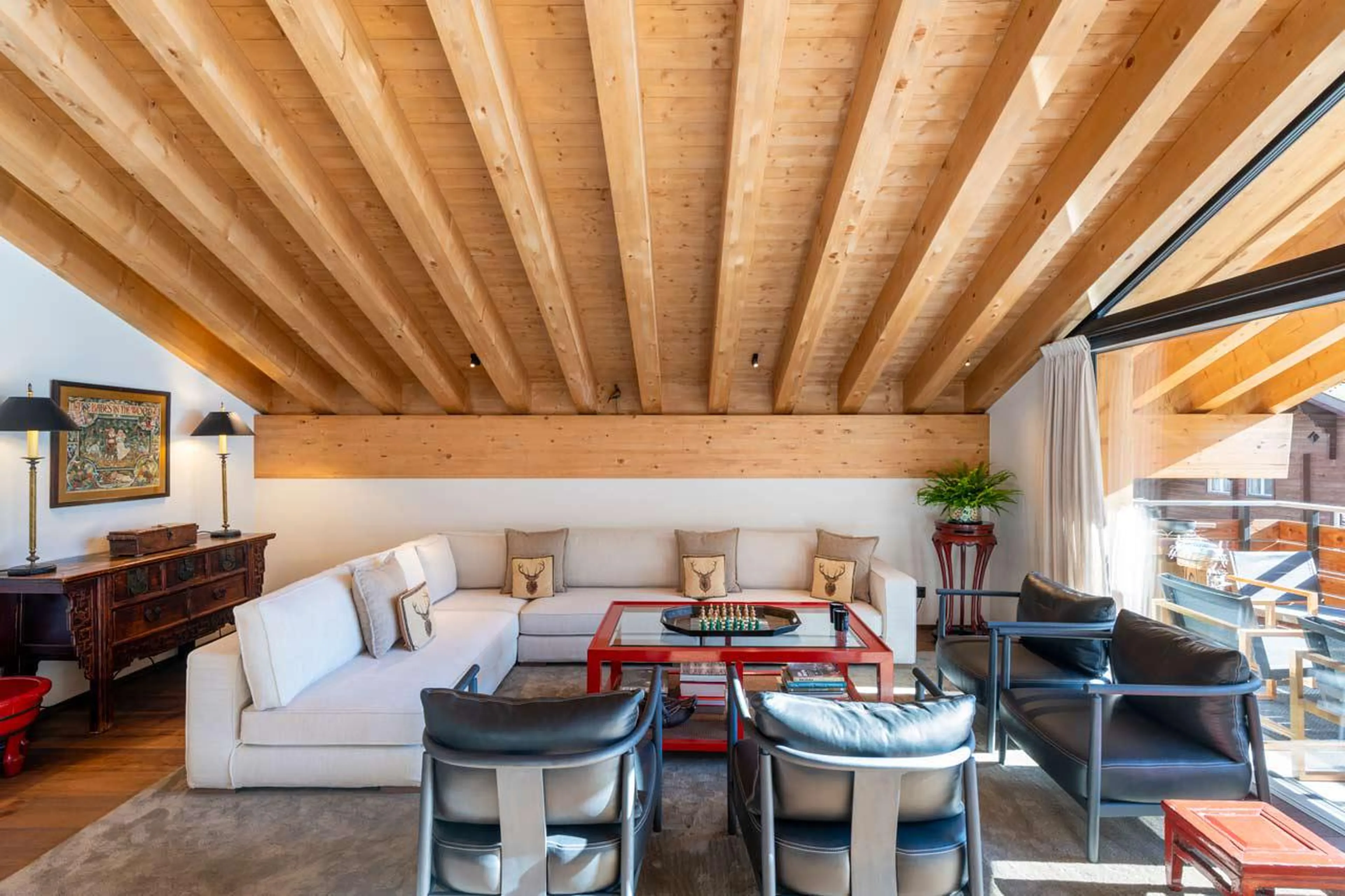 Lounge with comfortable corner sofa in Matterhorn Penthouse, Zermatt