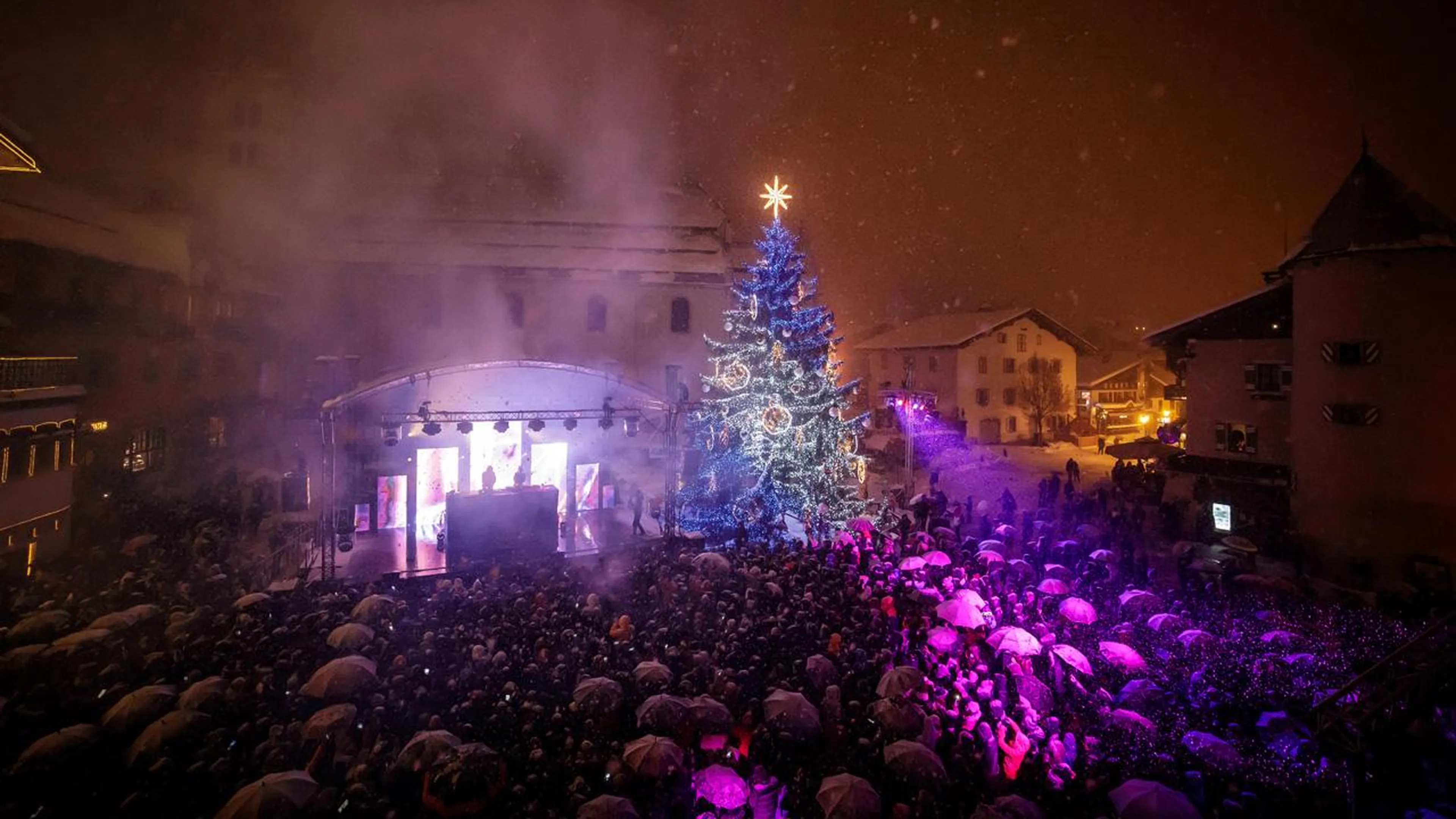 Christmas tree lighting in Megeve