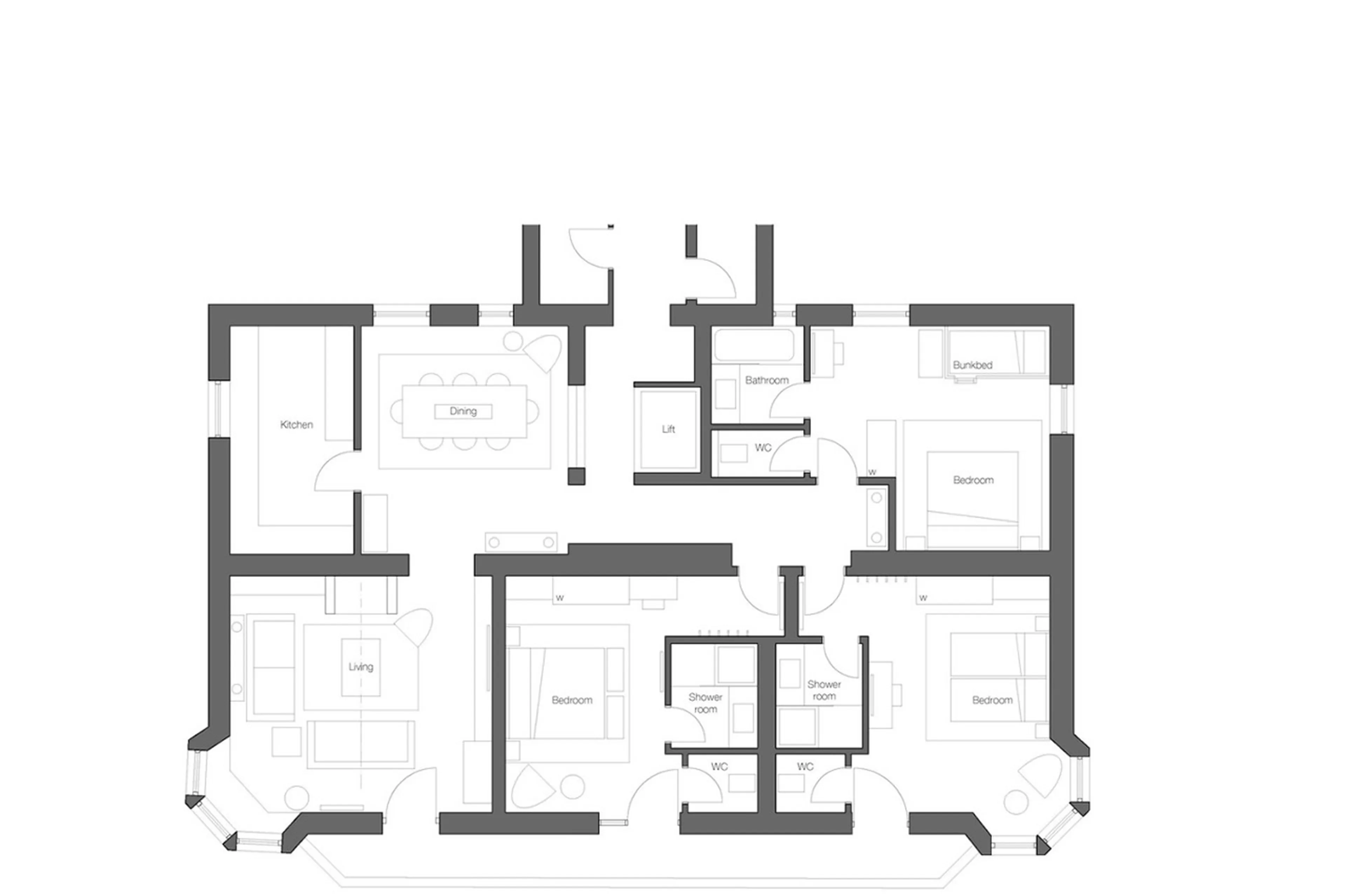 Level 1 floor plan of Montfort Lodge in St Anton