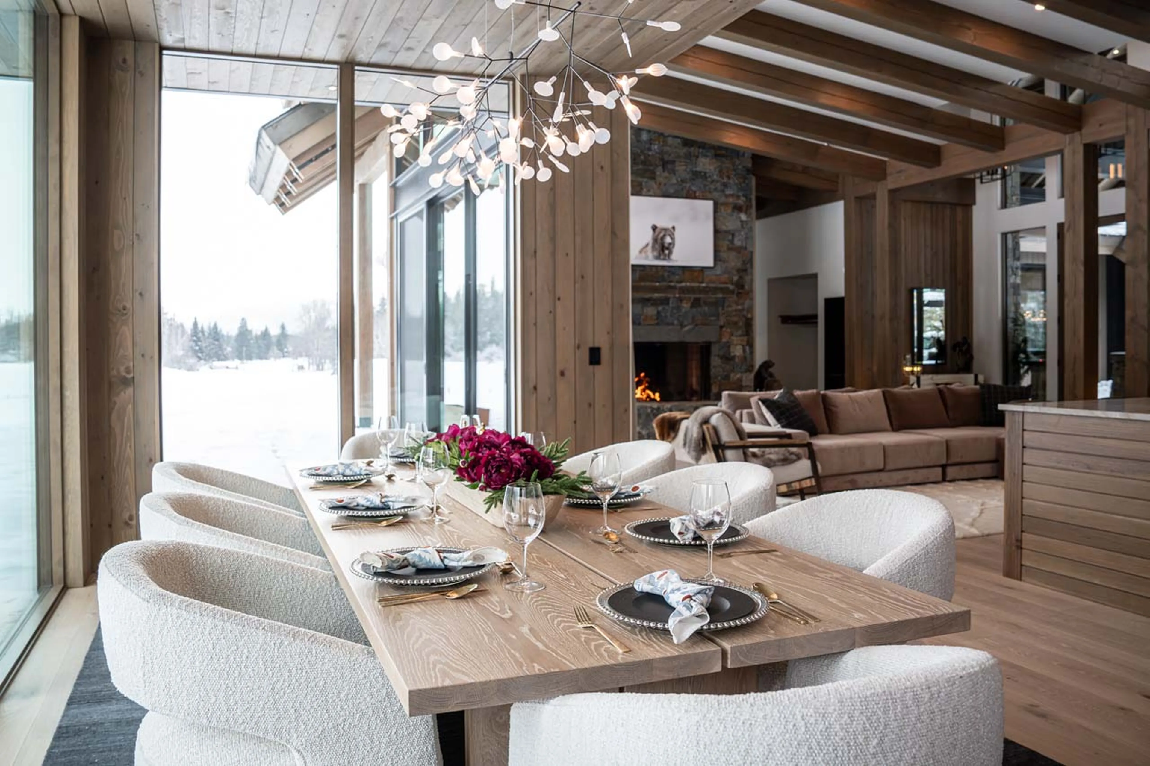 Dining table in Mountain Lake Chalet, Revelstoke