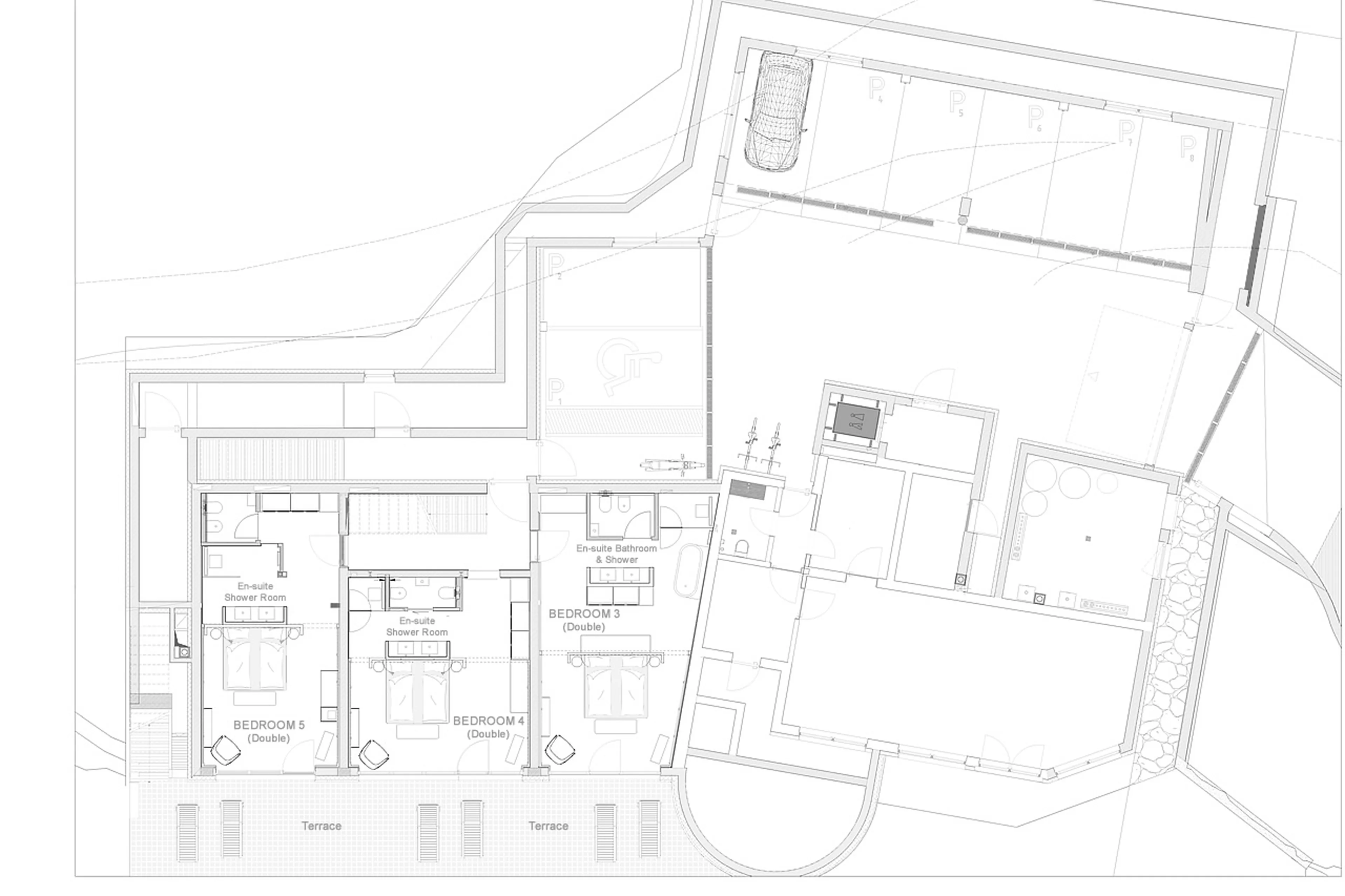 Main level floor plan of Muline Lodge in Val Gardena