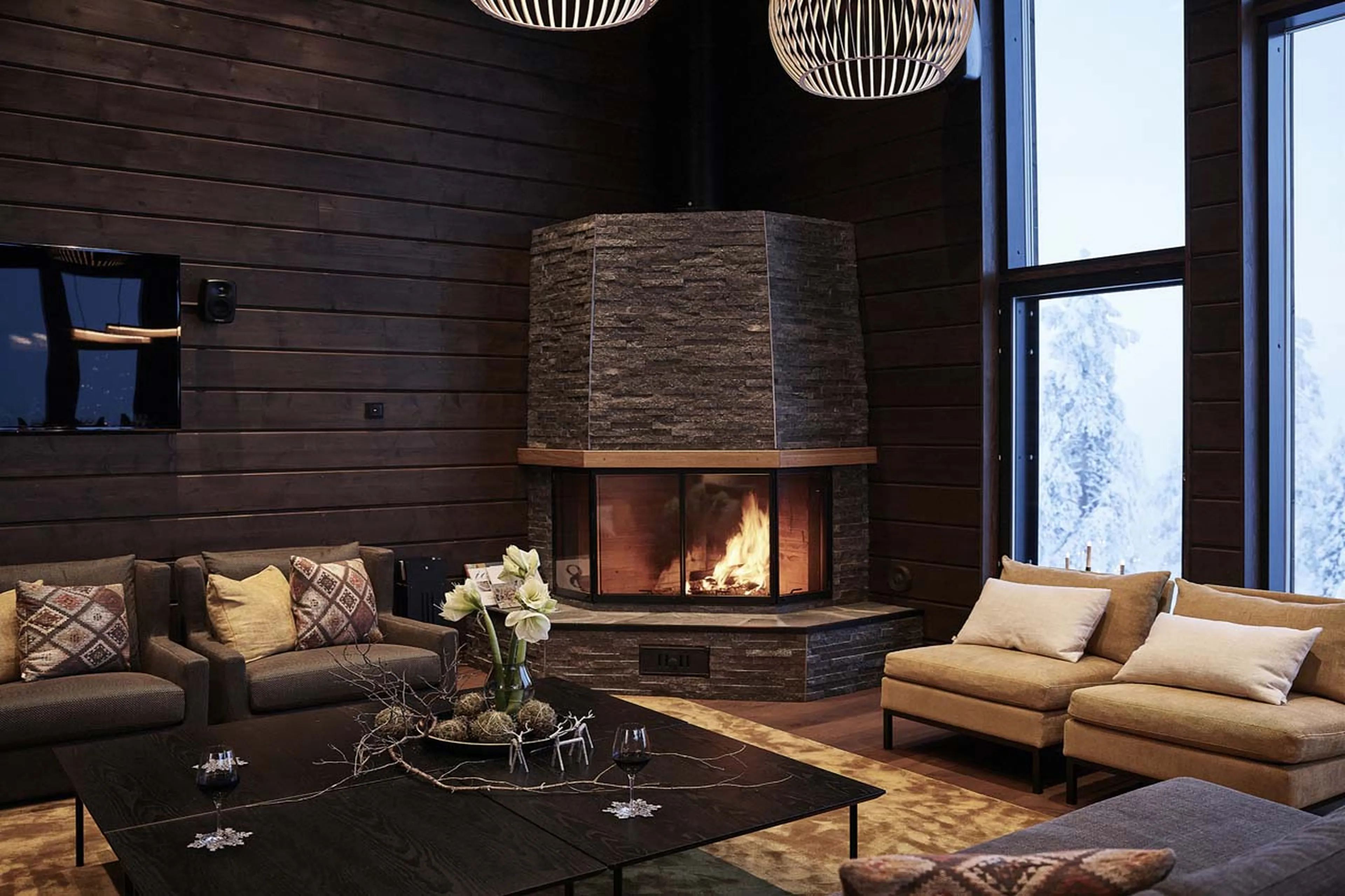 Fireside at Octola Private Wilderness in Finland