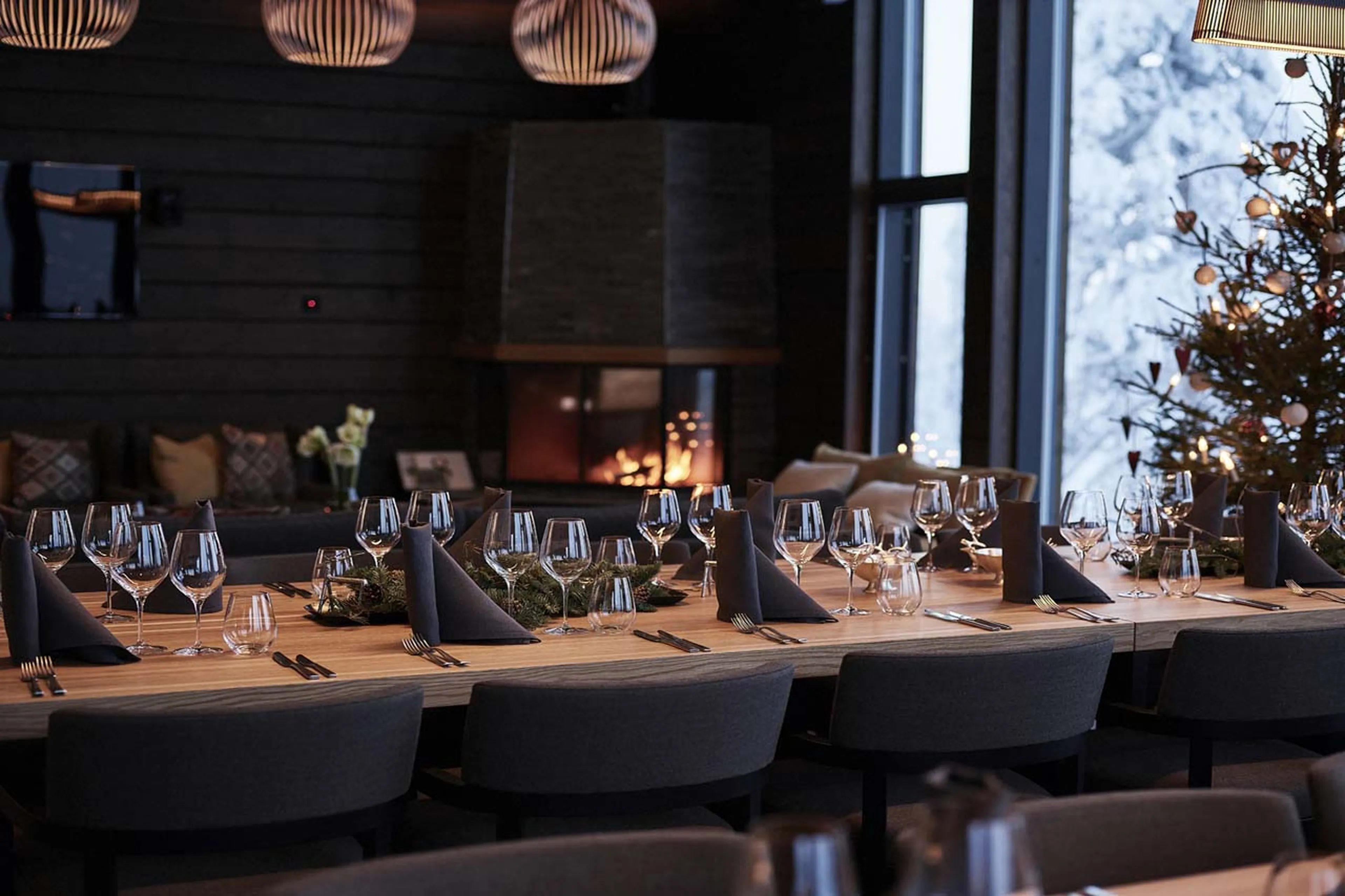 Dining table at Octola Private Wilderness in Finland
