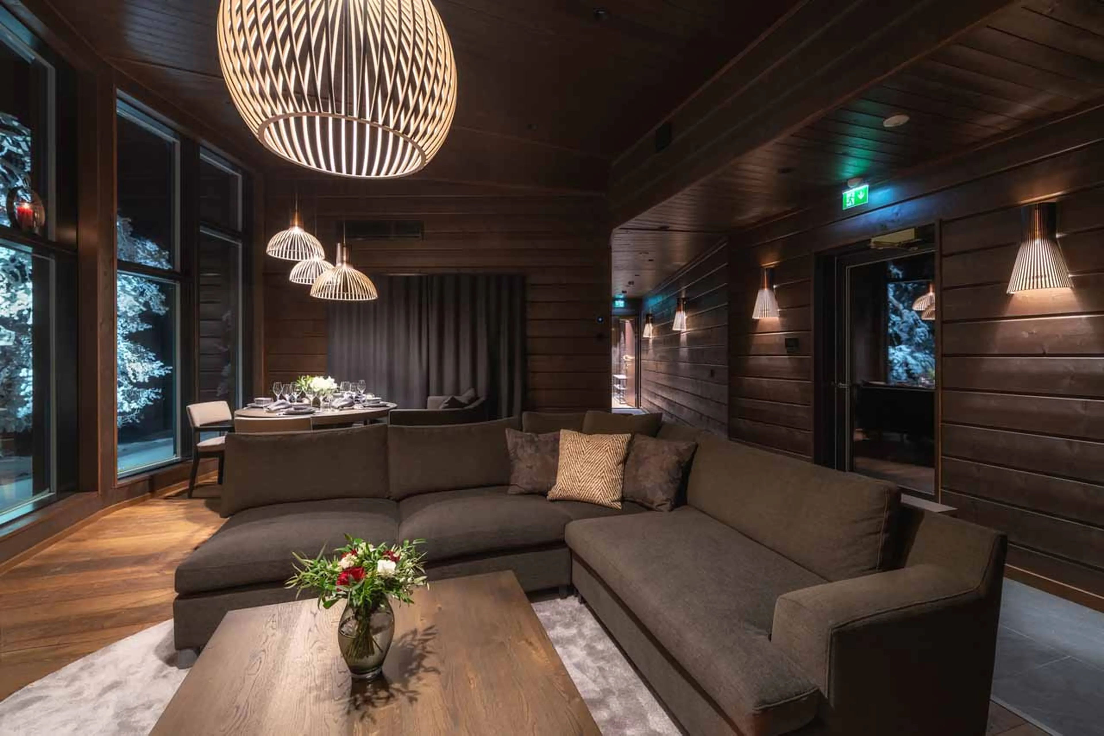 Sofas in lounge at Octola Villa in Arctic Finland