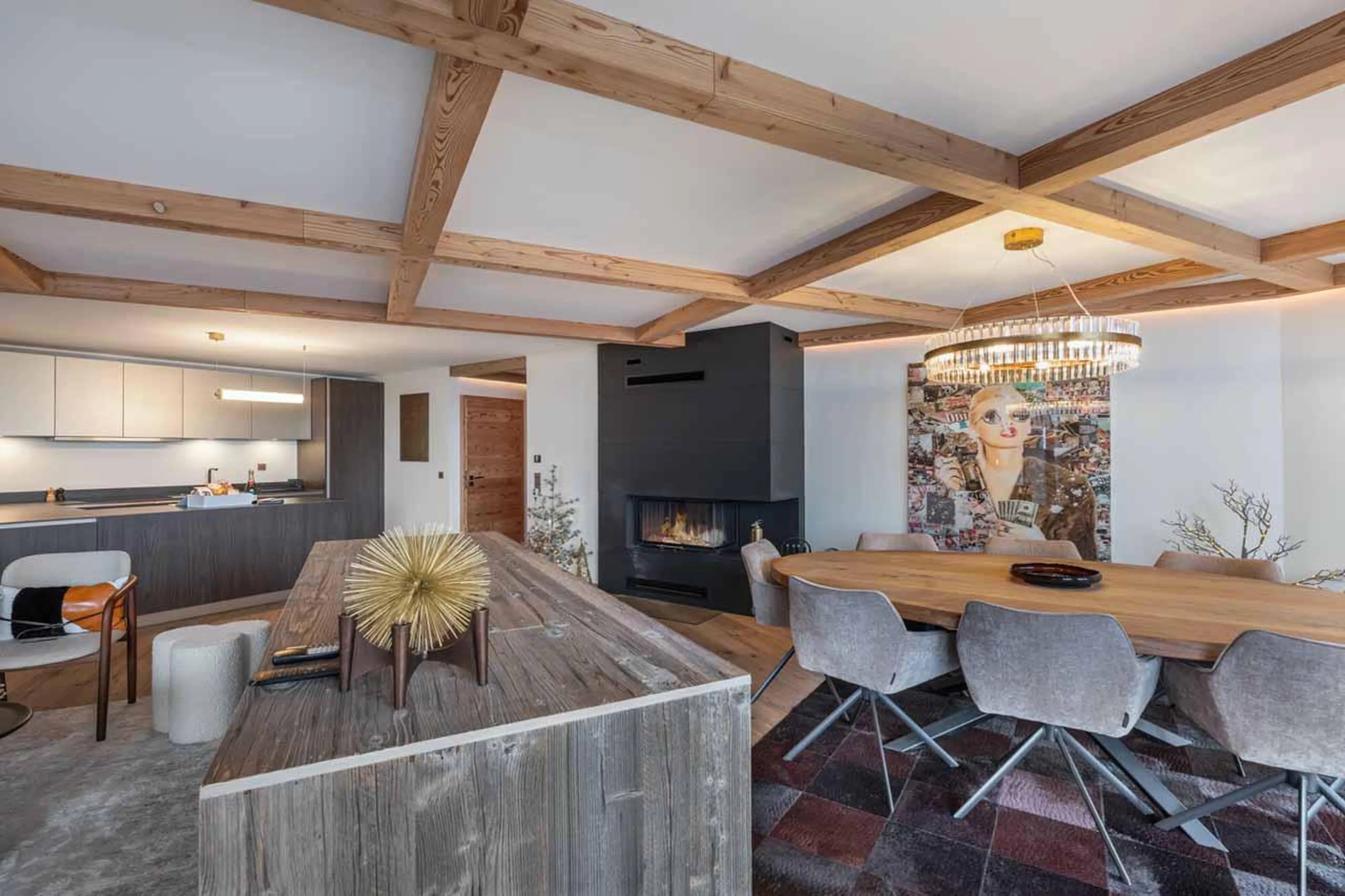 Open-plan living area in Apartment Avorio, Courchevel 1850