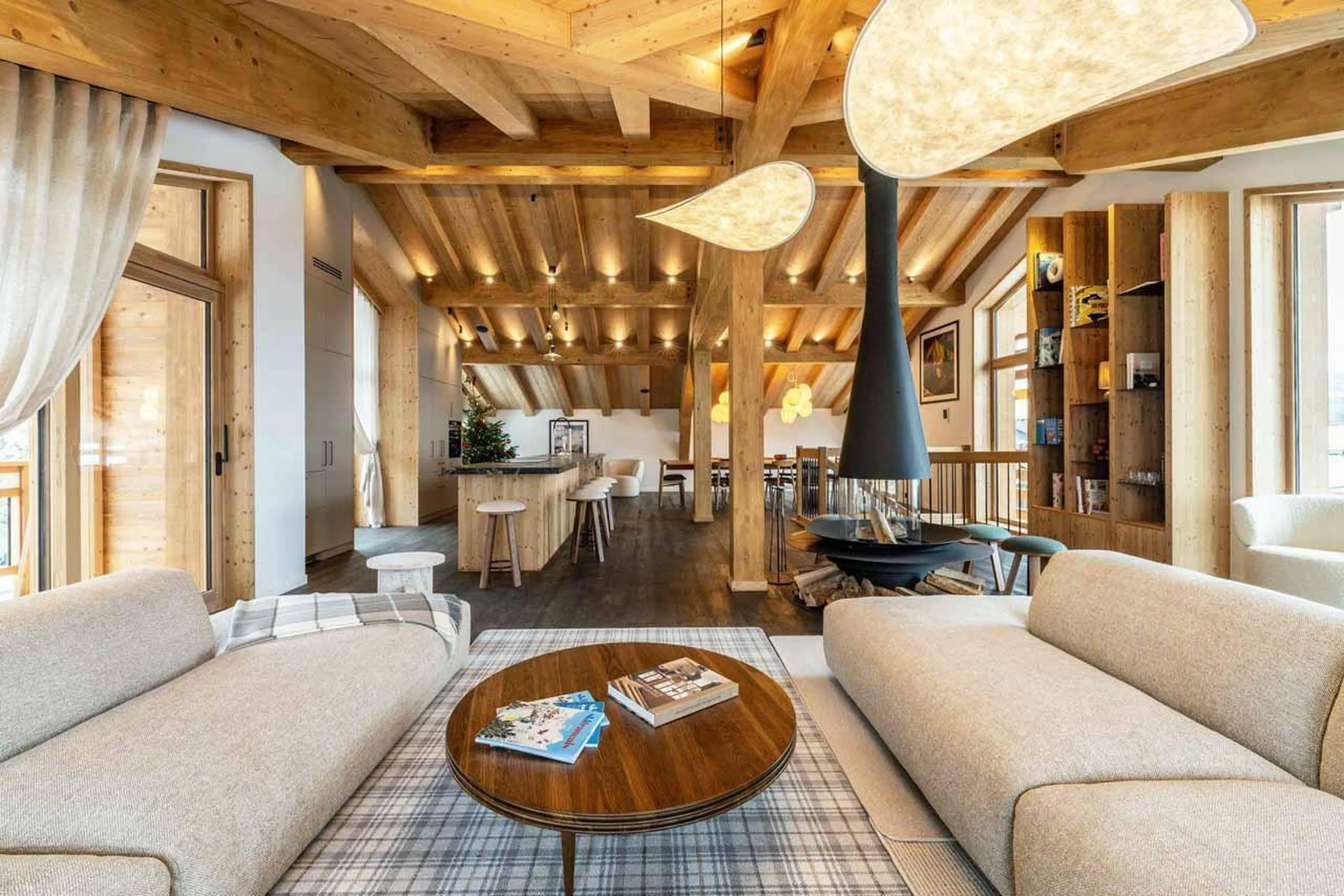 Sofas and coffee table in Chalet Beloukha, Courchevel Le Praz