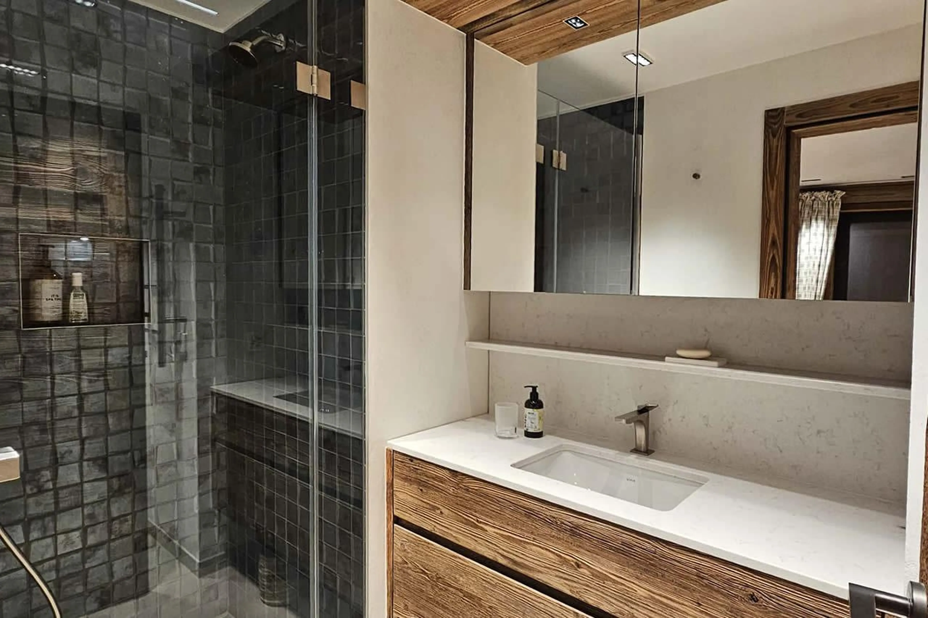 En-suite shower room at Chalet Munro in Verbier