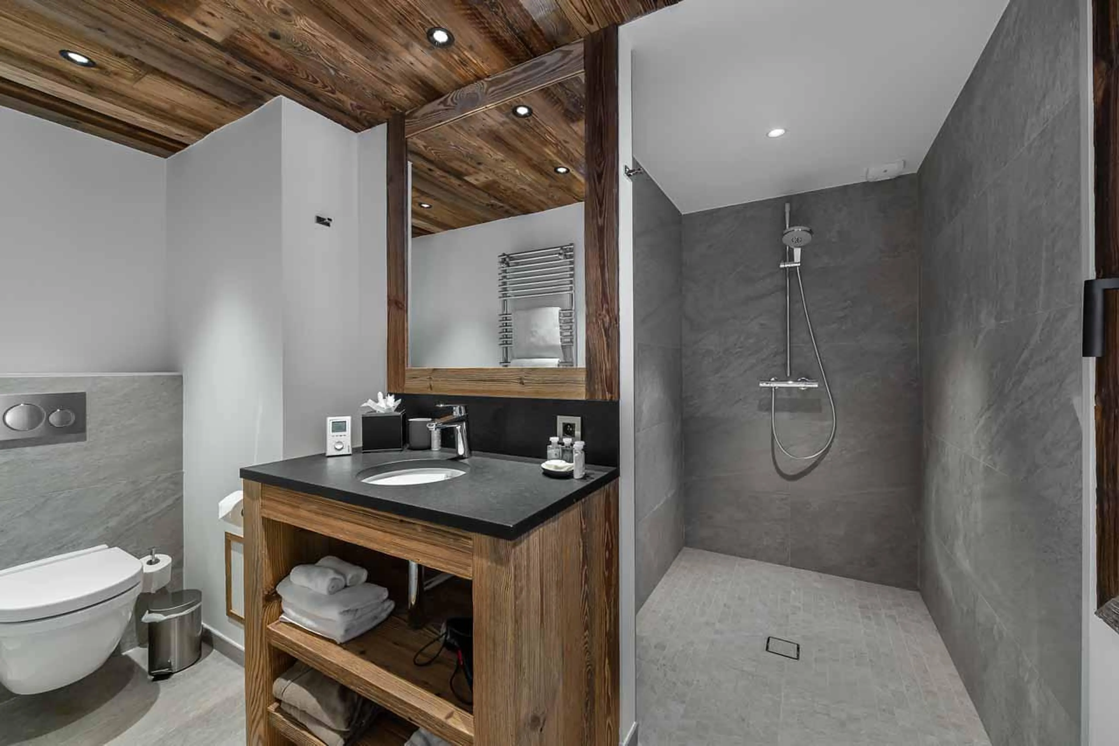 Shower room three at  Chalet Pure Black Crystal in St Martin de Belleville