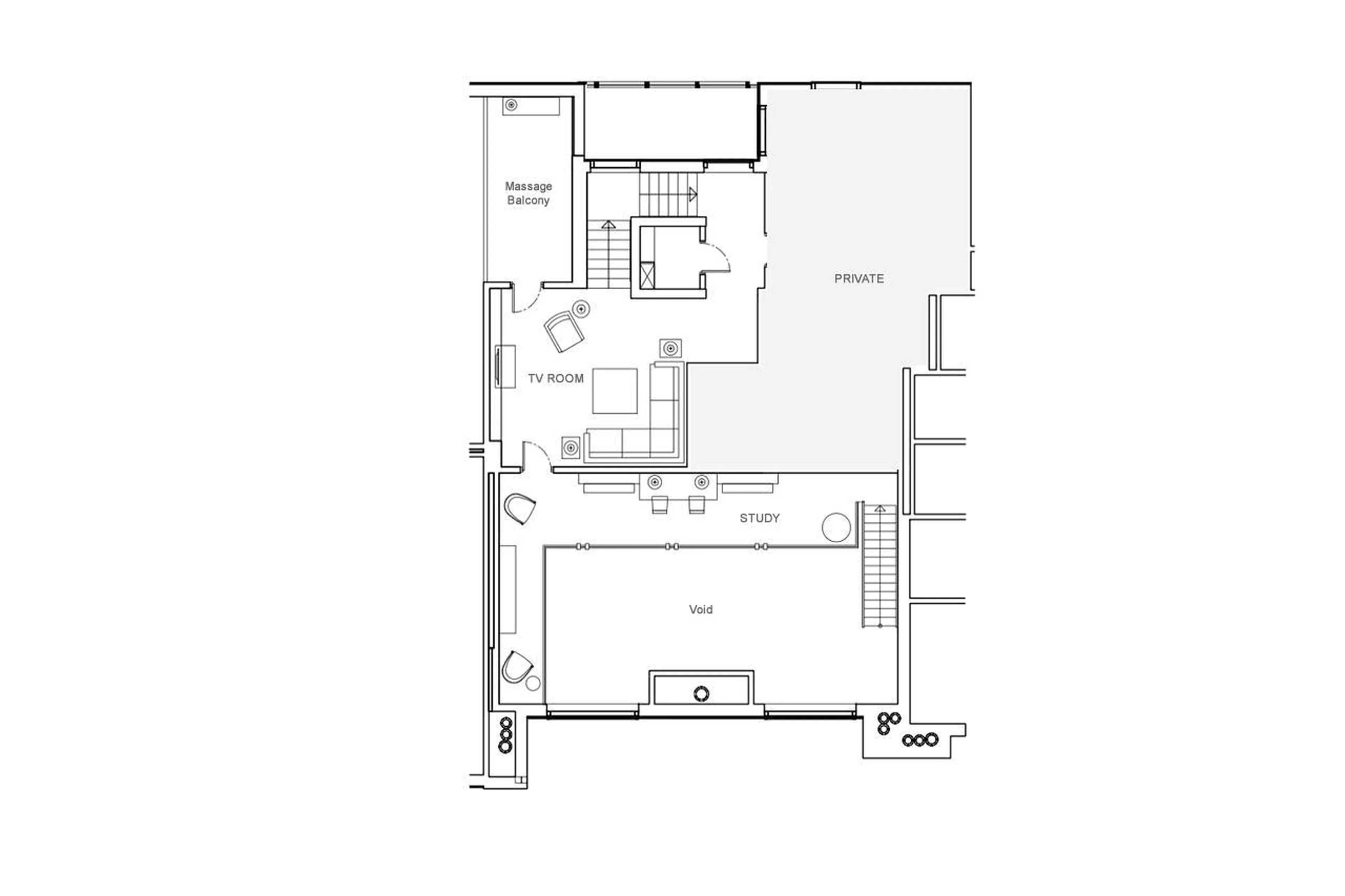 Upper level floor plan of Haus Alpina I in Klosters