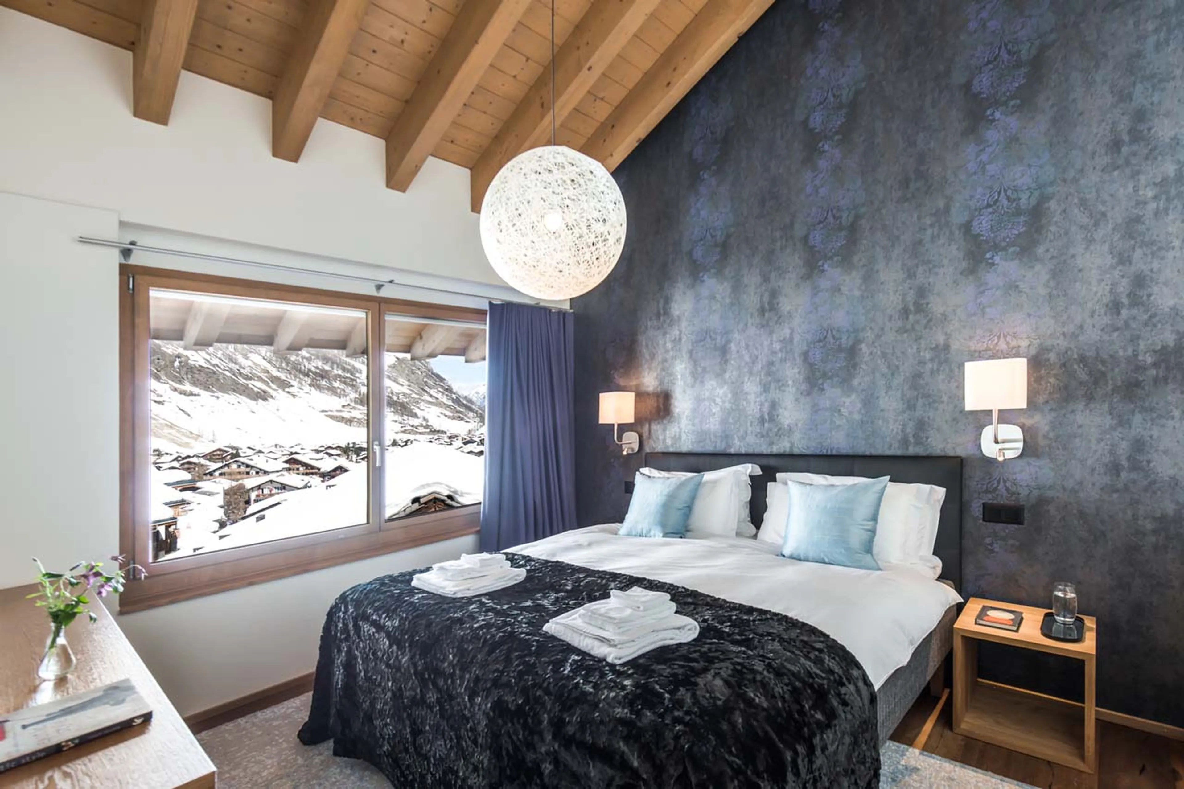 Bedroom one at Penthouse Aria in Zermatt