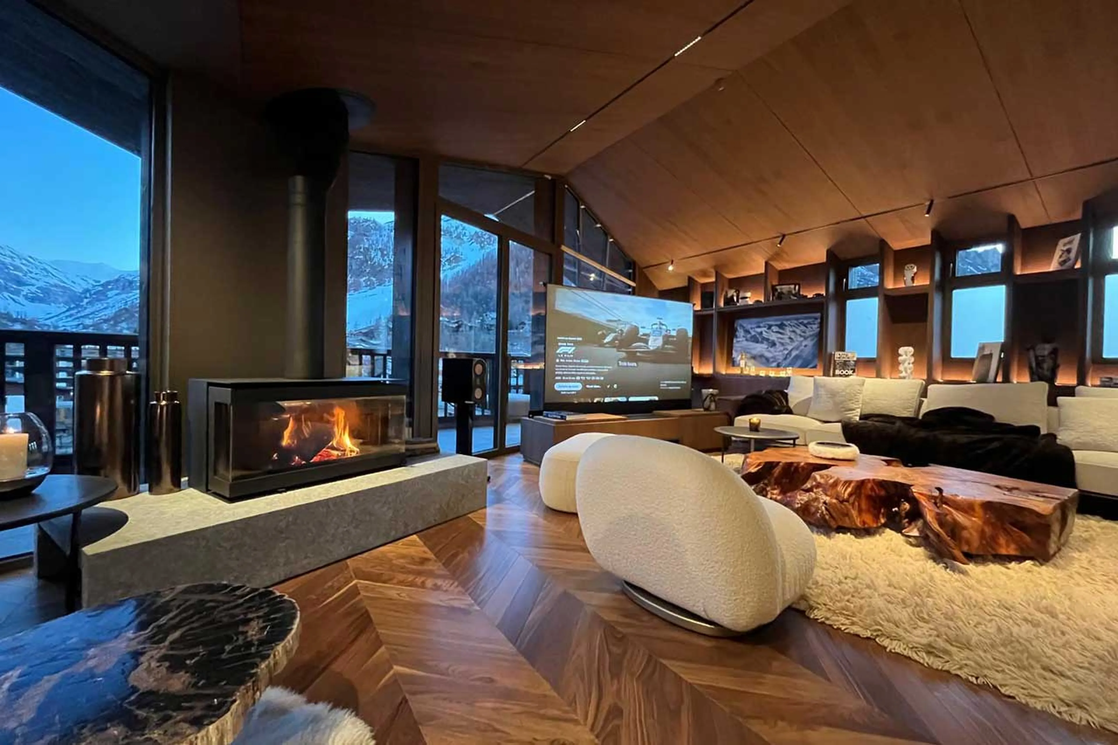 Living area sofas at Penthouse Cristal in Val d'Isere