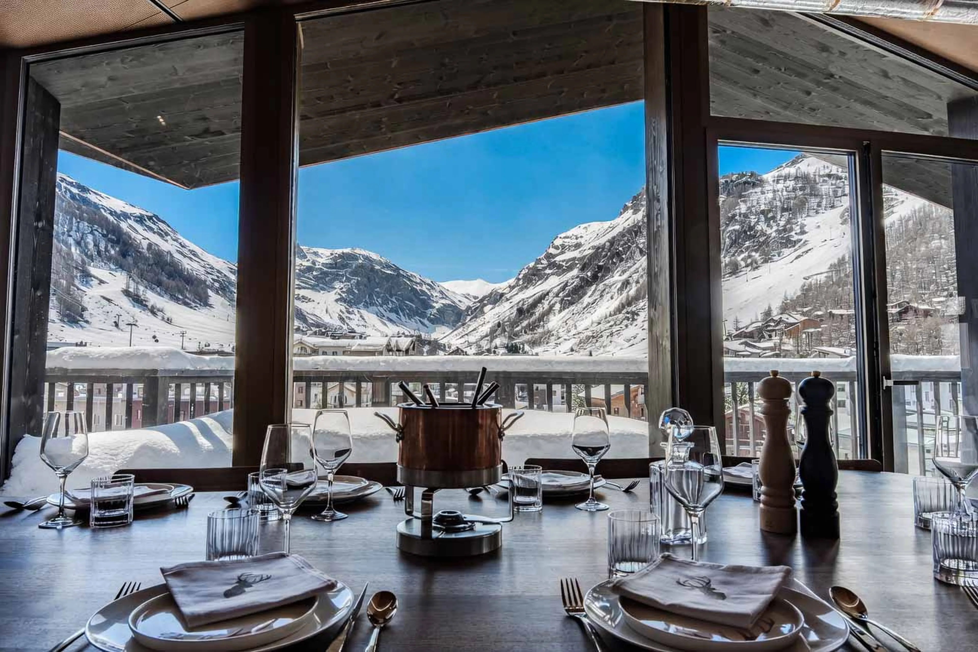 Views from the dining table at Penthouse Cristal in Val d'Isere
