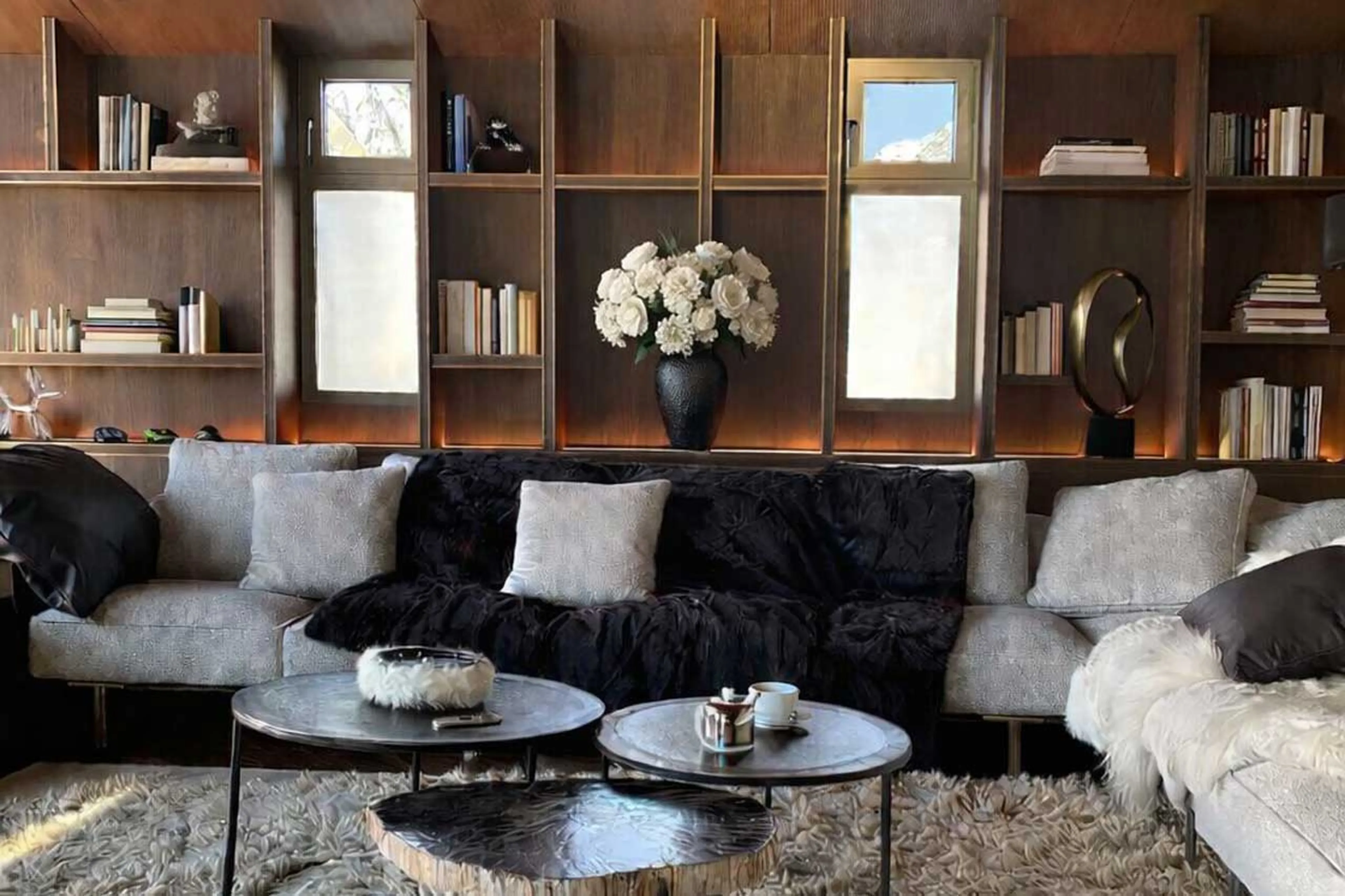 Living area sofas at Penthouse Cristal in Val d'Isere