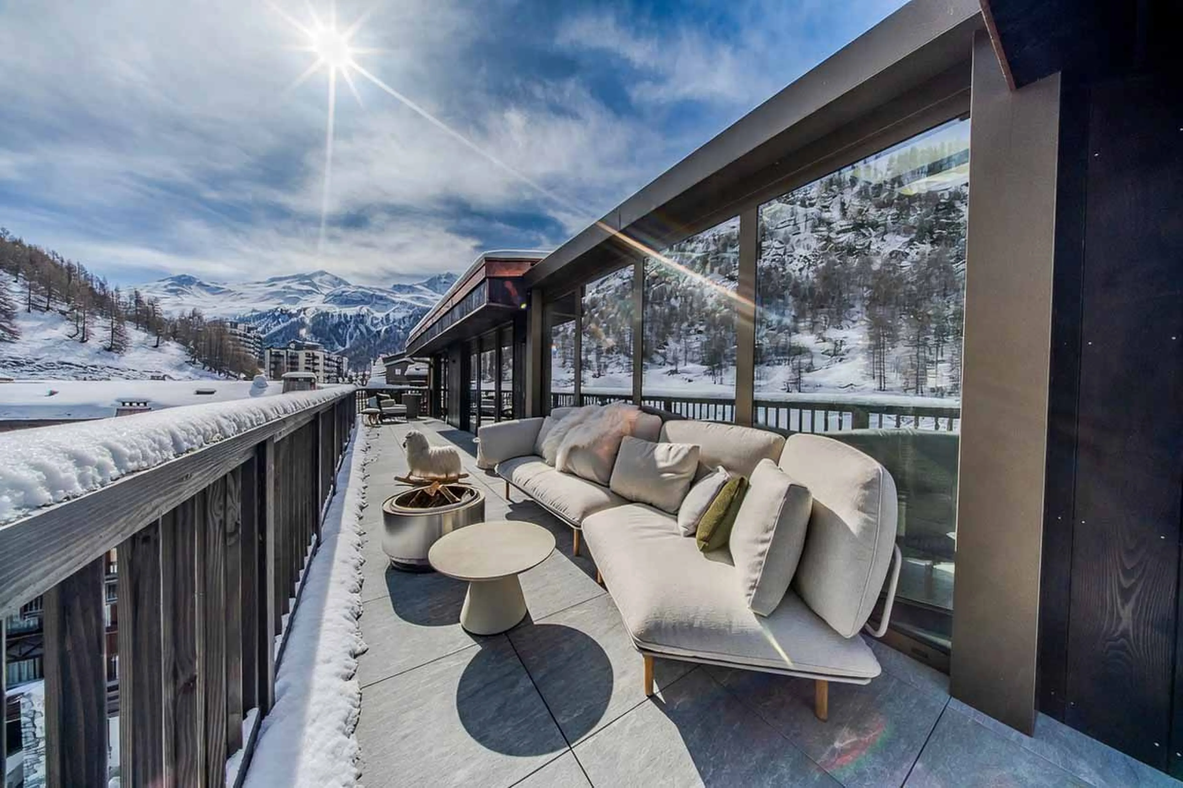Views from north-facing balcony at Penthouse Cristal in Val d'Isere