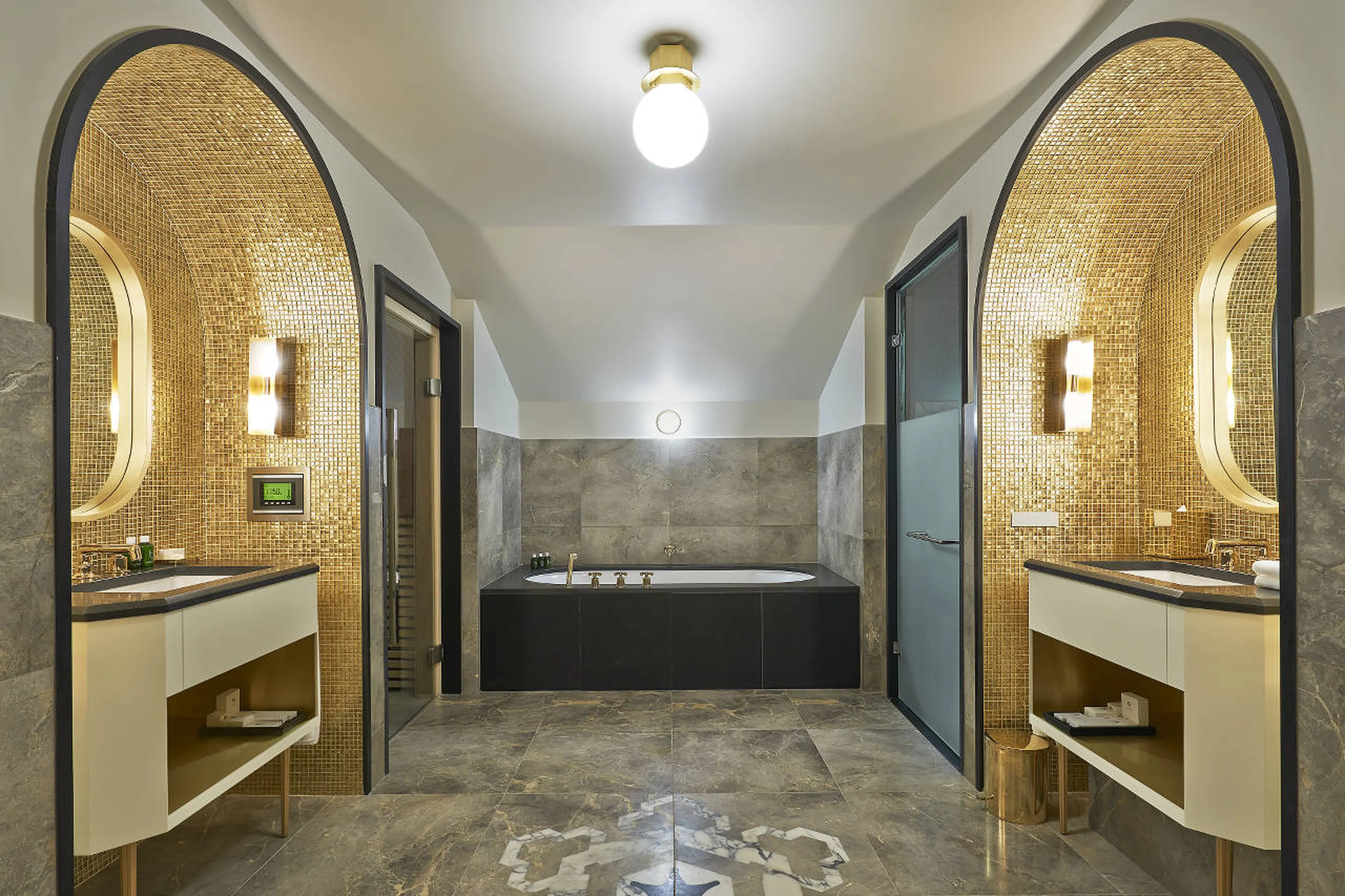 Bathroom with double basin in Penthouse de L’ Apogée in Courchevel 1850