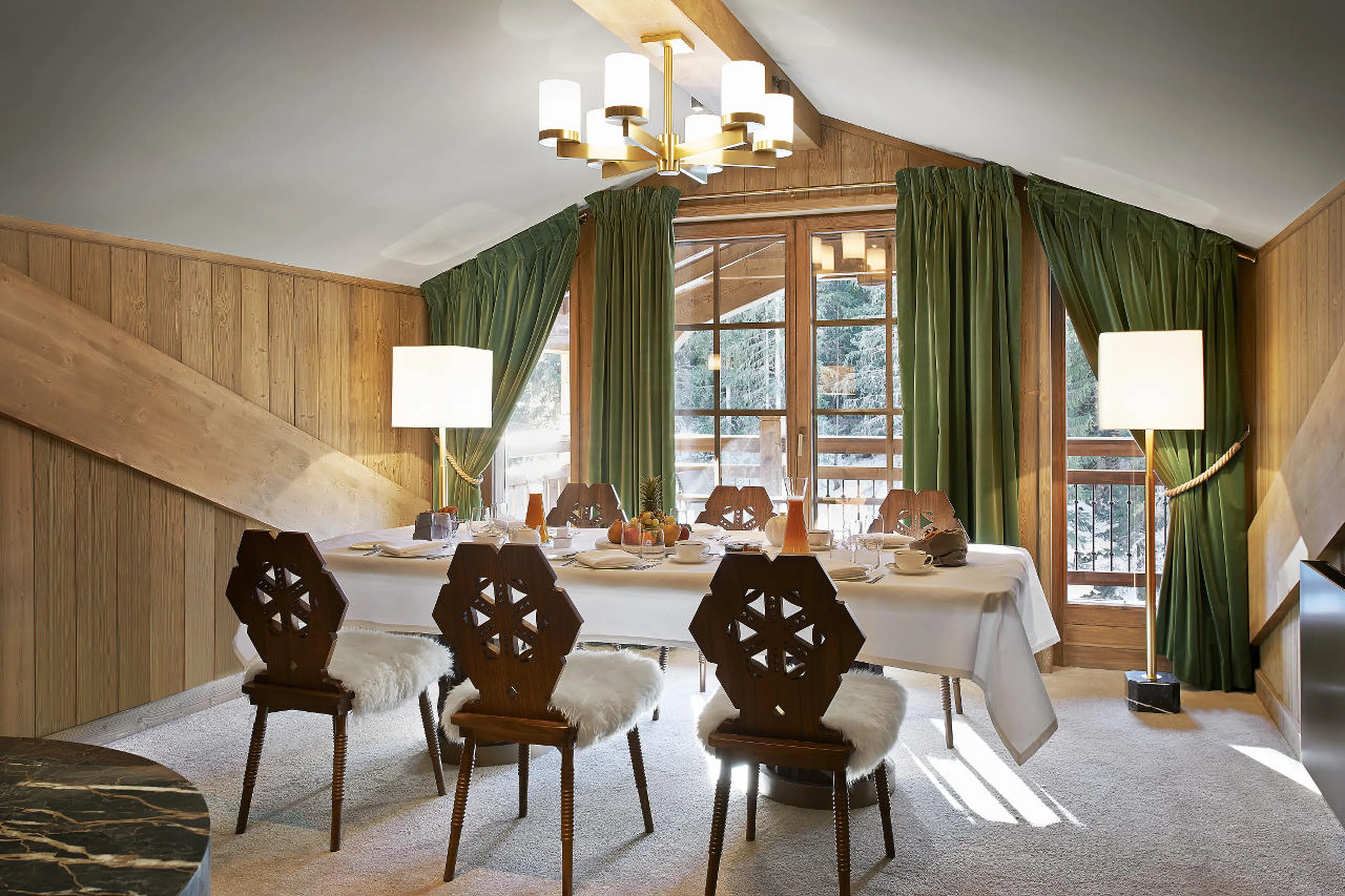 Stylish dining room in Penthouse de L’ Apogée in Courchevel 1850
