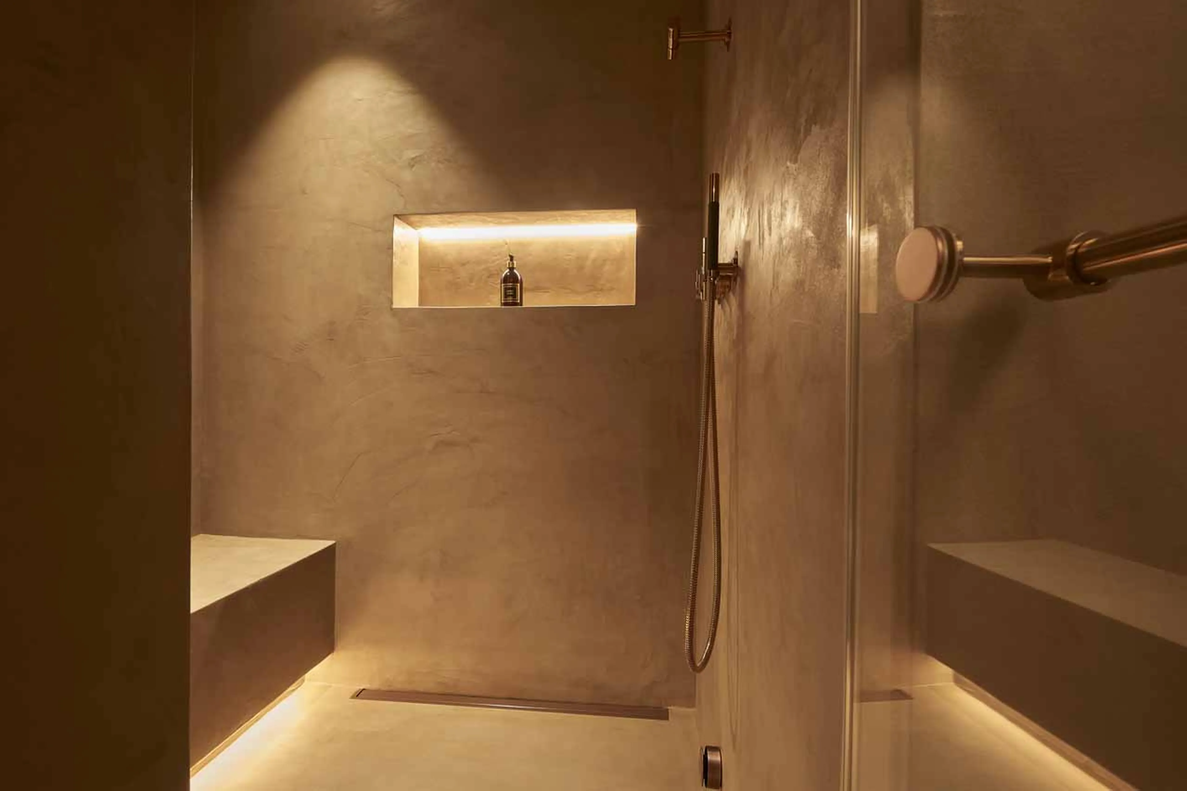 Walk-in shower at Penthouse Elbert Lodge in Davos