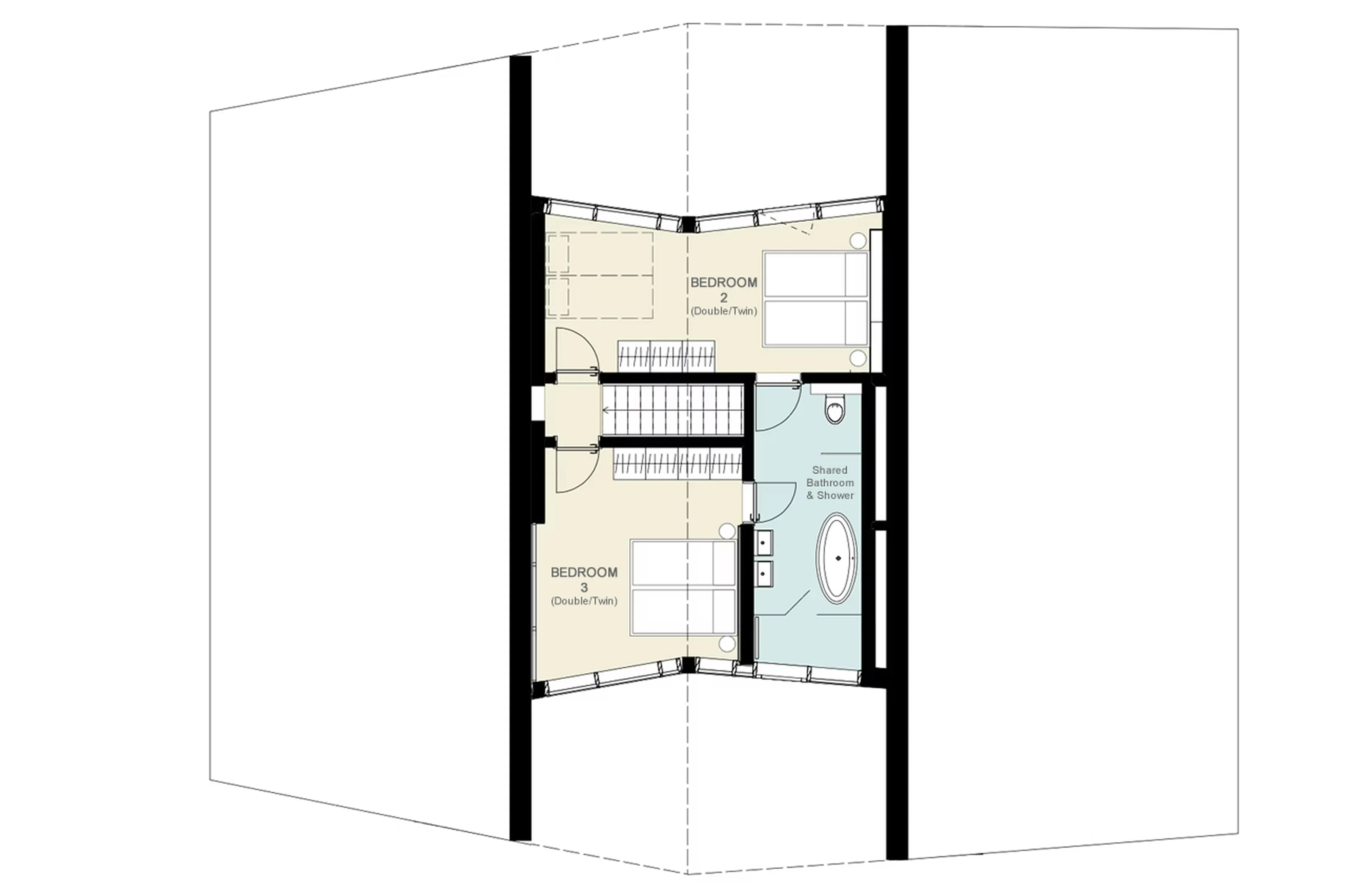 Top level floor plan of Penthouse Face d'Or in Zermatt