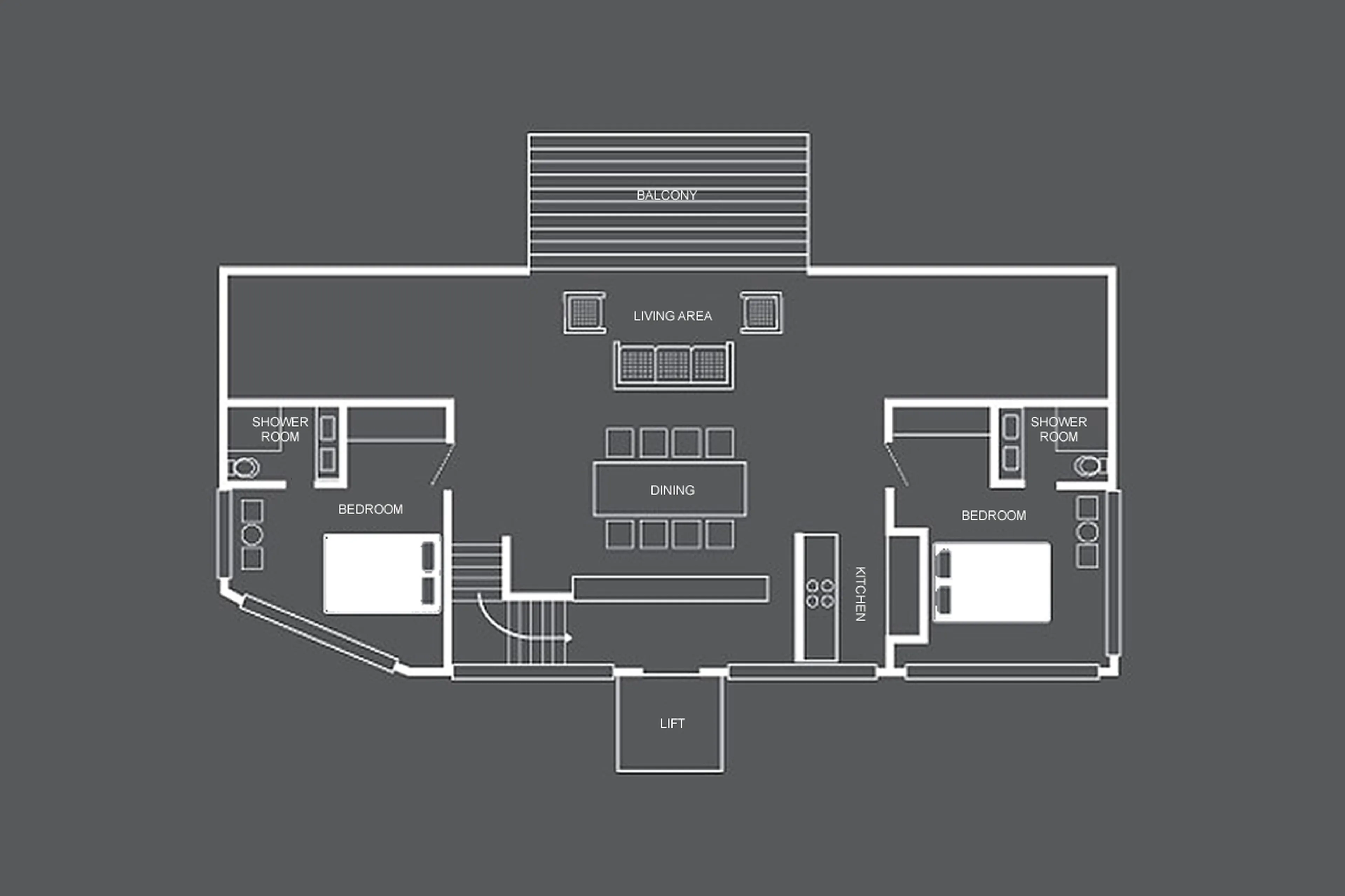Level 1 floor plan of Heinz Julen Penthouse in Zermatt