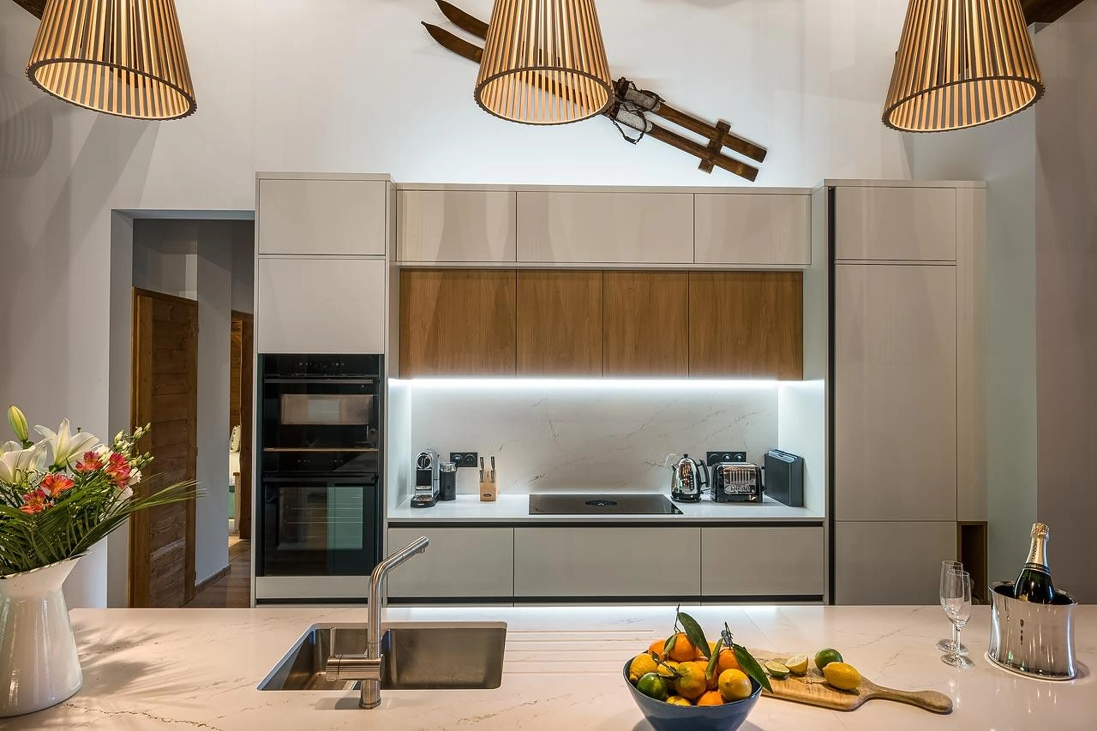 Kitchen and island in Penthouse Joy, Morzine
