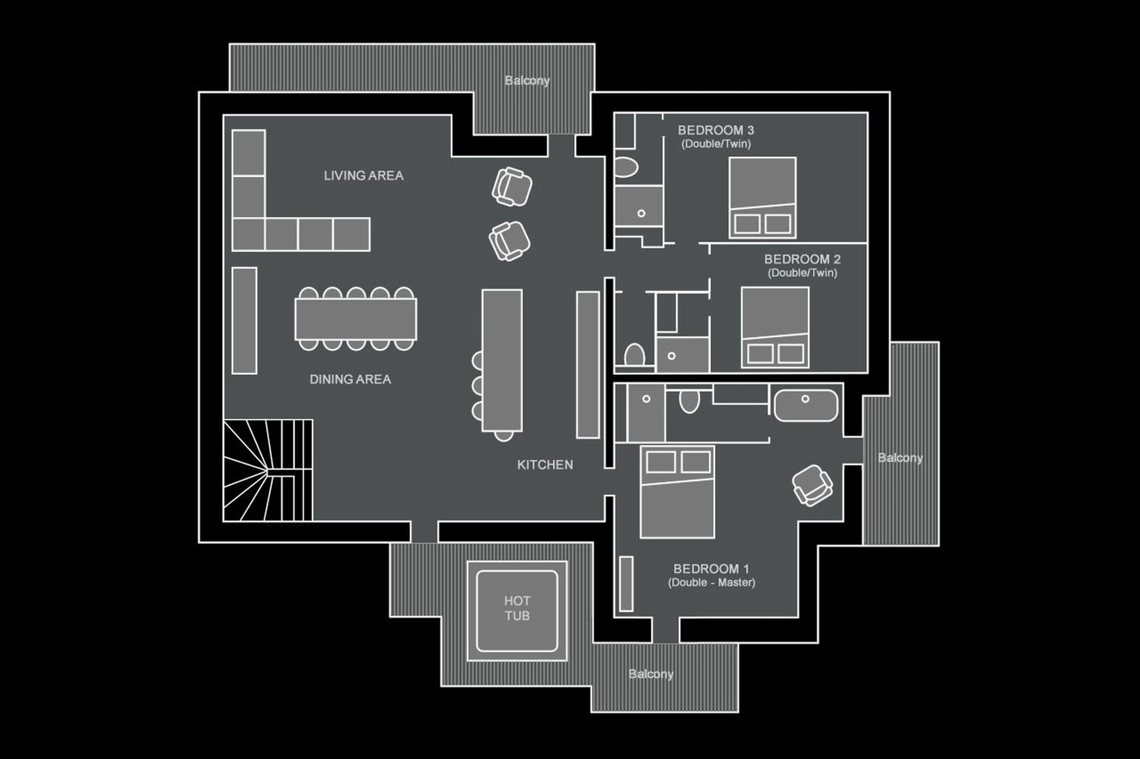 Level 2 floor plan of Apartment Joy in Morzine