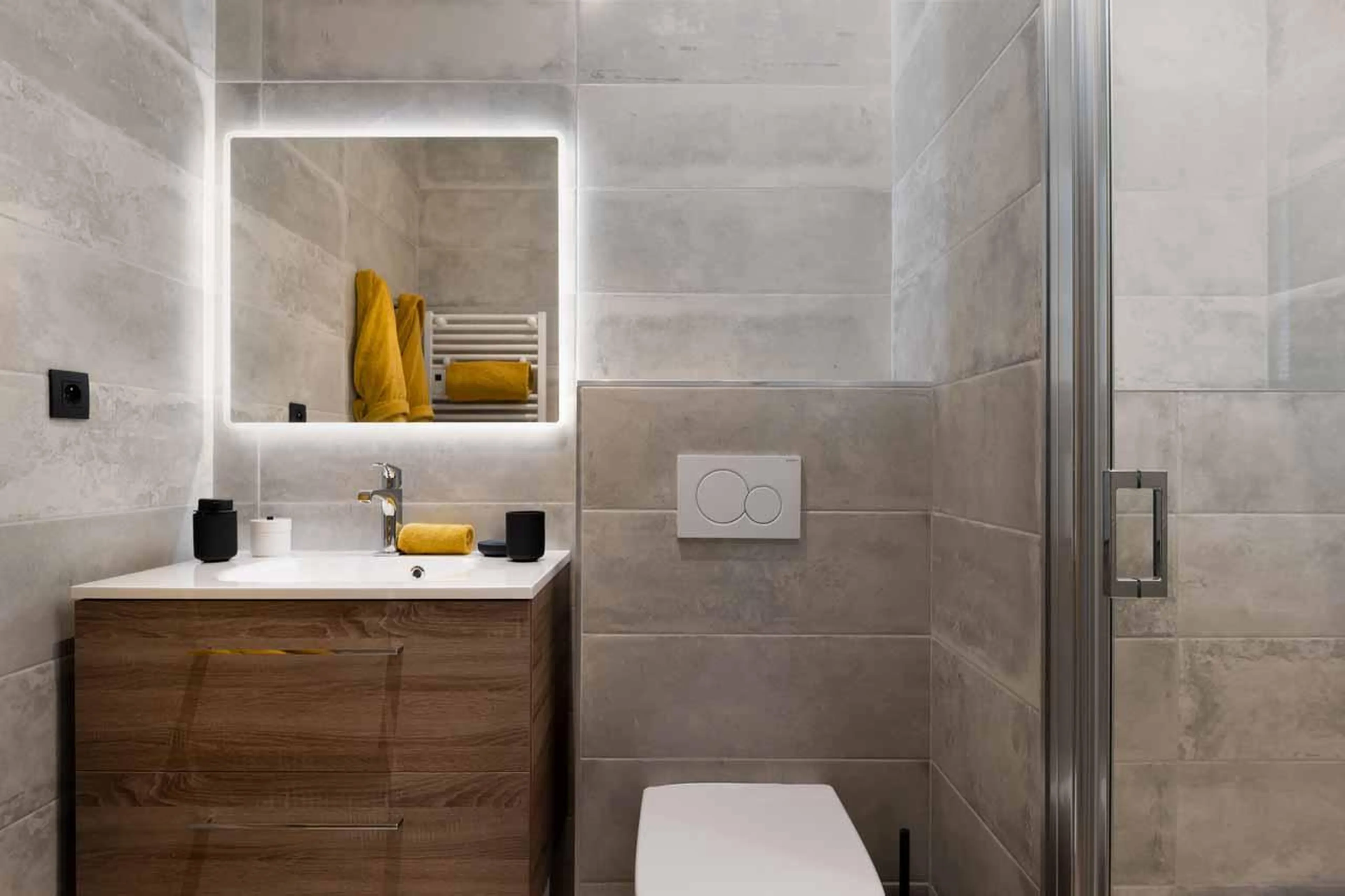 En-suite shower room at Penthouse Le Belladone in Courchevel 1650