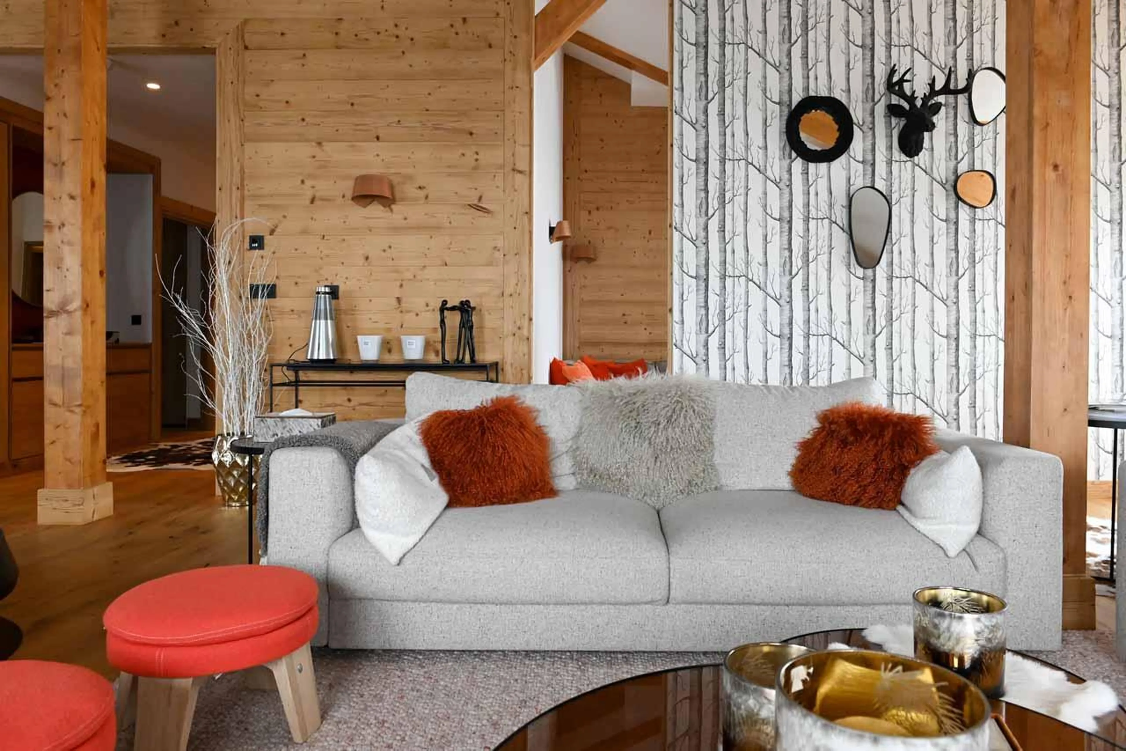 Sofa in living area  at Penthouse Le Belladone in Courchevel 1650