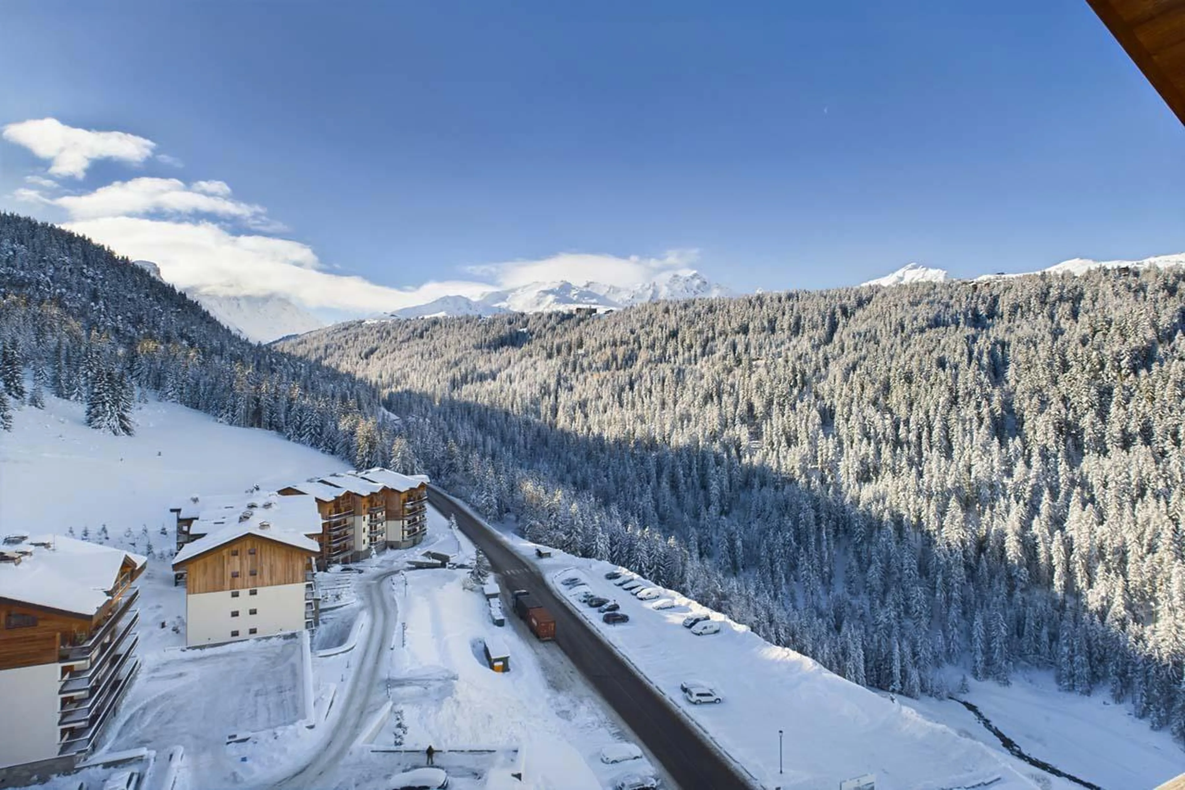 Snowy exterior at Penthouse Le Belladone in Courchevel 1650