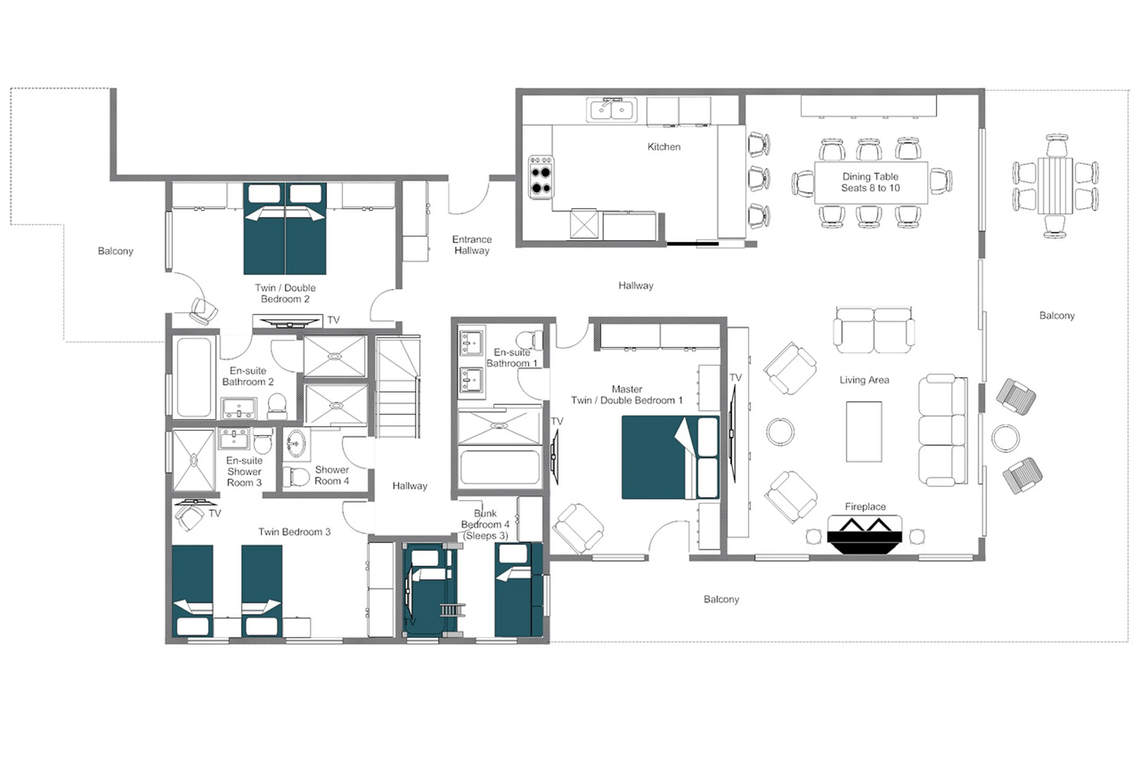 Level 1 floor plan of La Daray Penthouse in Verbier