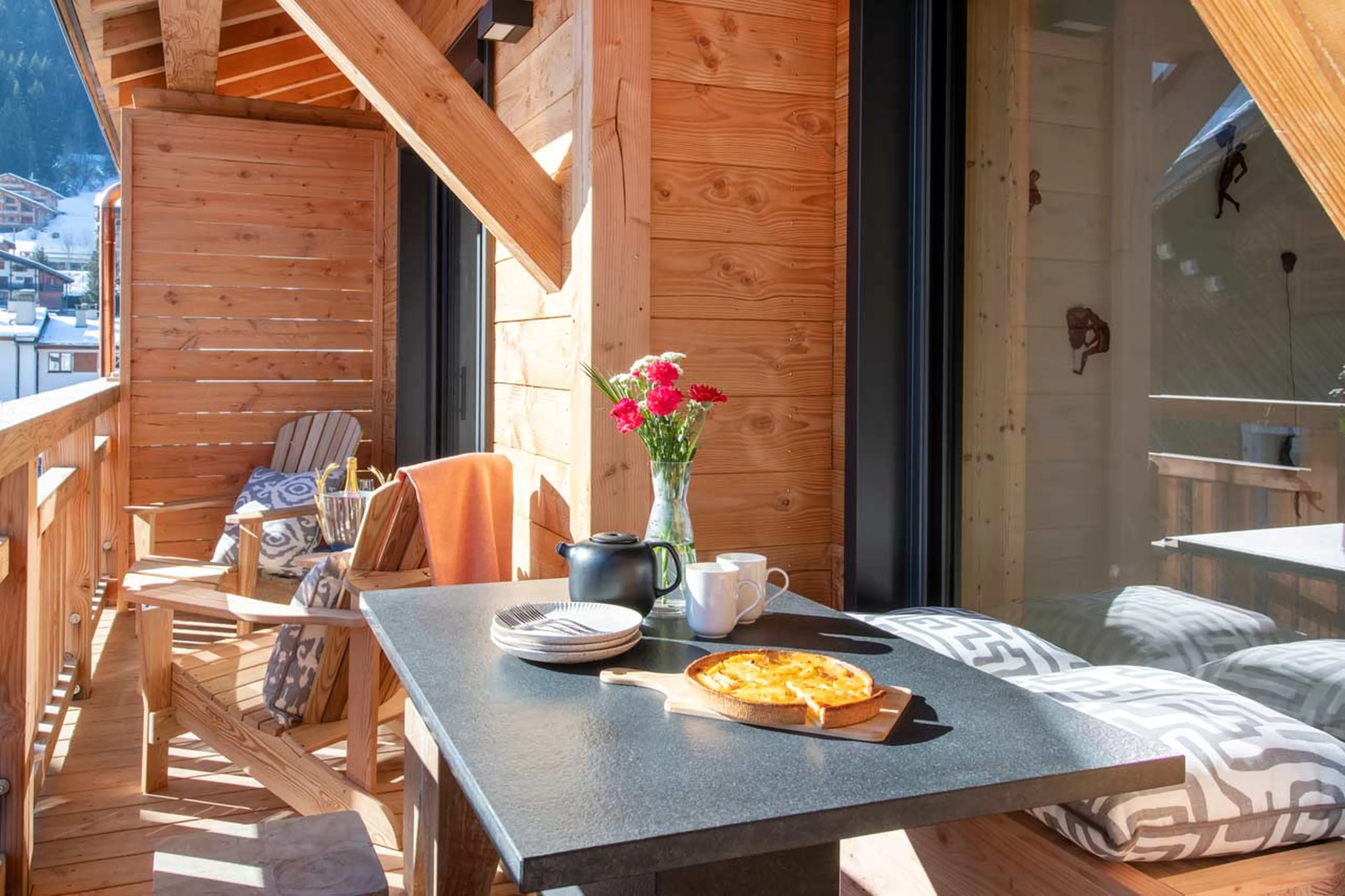 Tea time on balcony of Penthouse Mathilde in Morzine