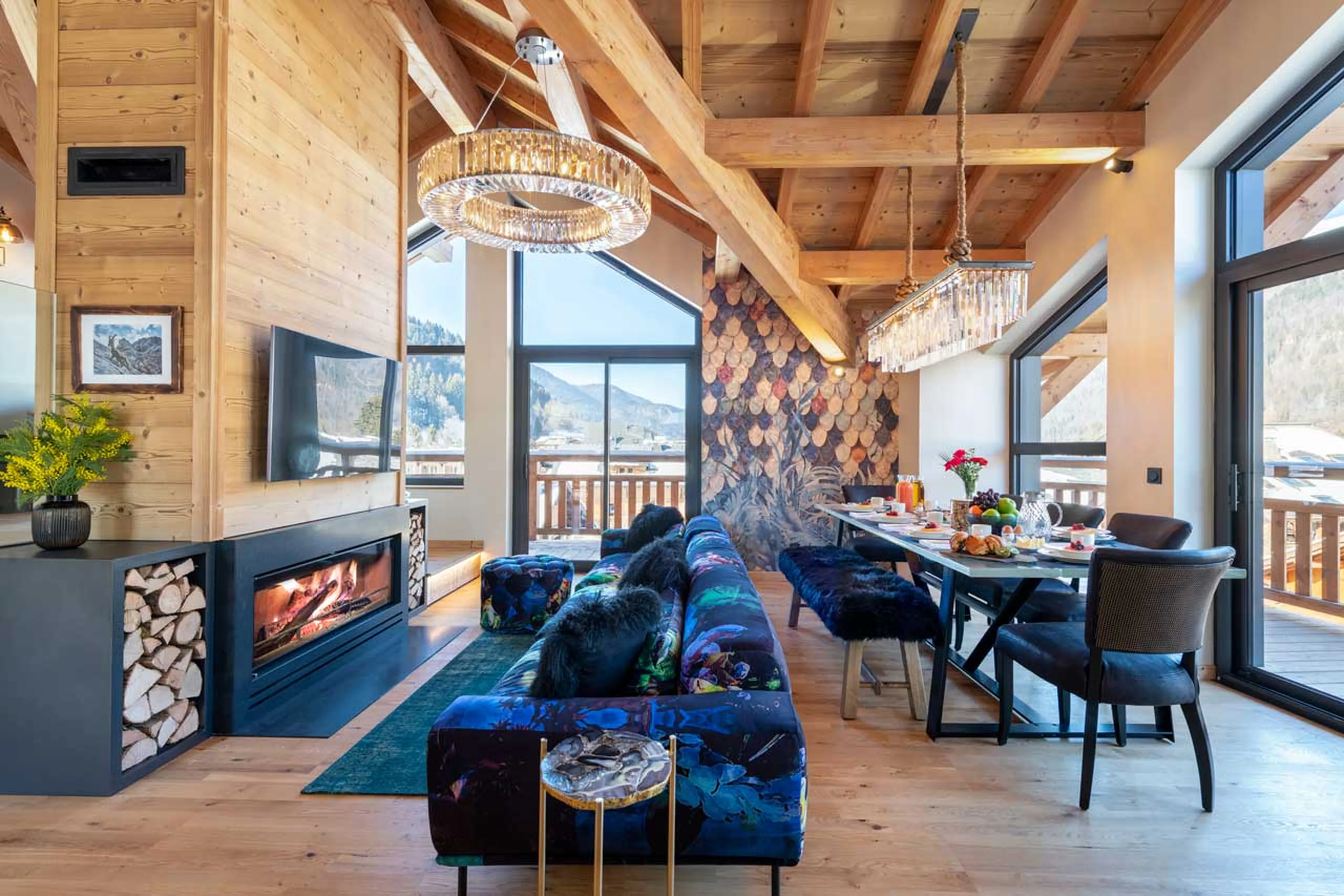 Views from dining table of Penthouse Mathilde in Morzine