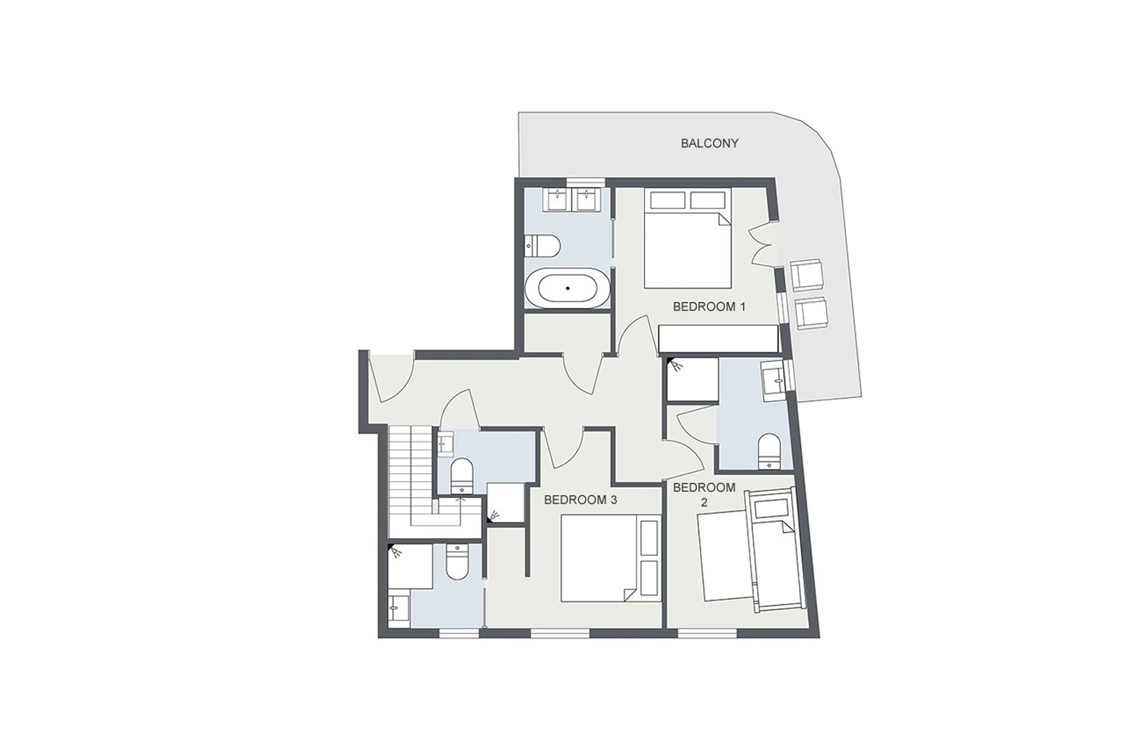 Lower level floor plan of Penthouse Mathilde in Morzine