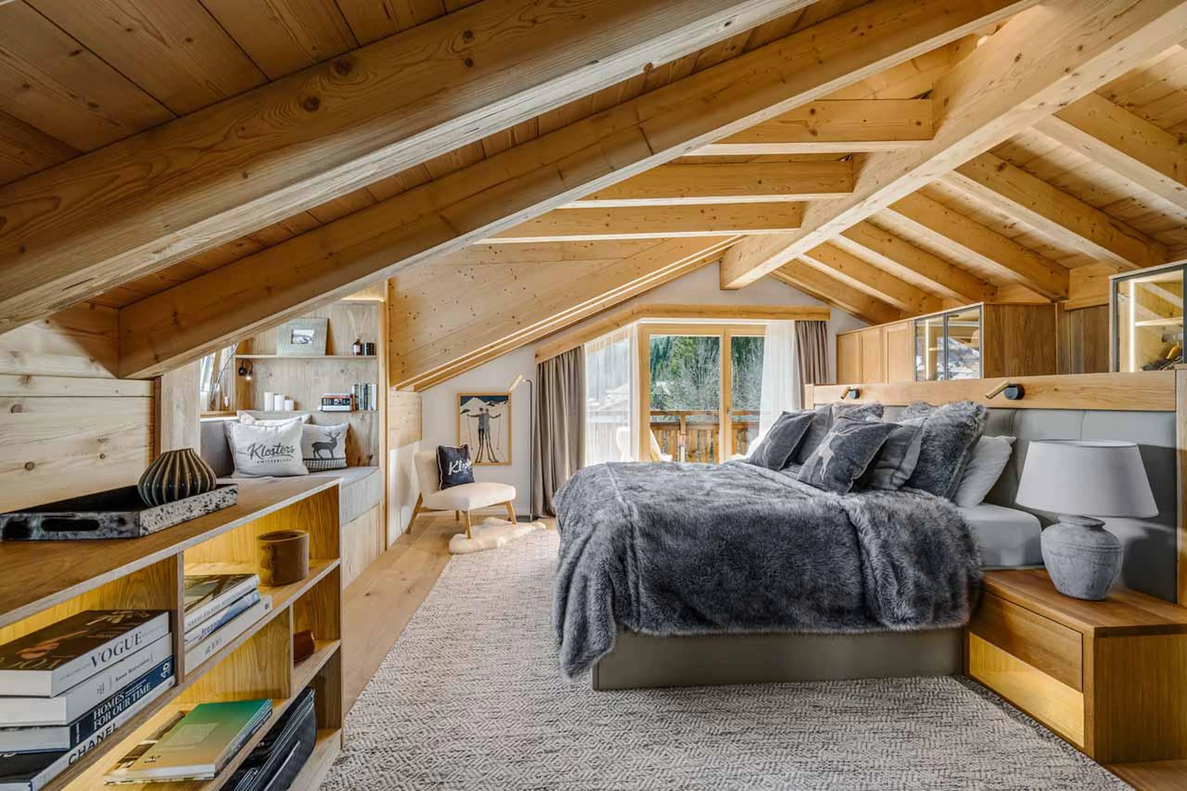Master bedroom at Penthouse Silvretta in Klosters