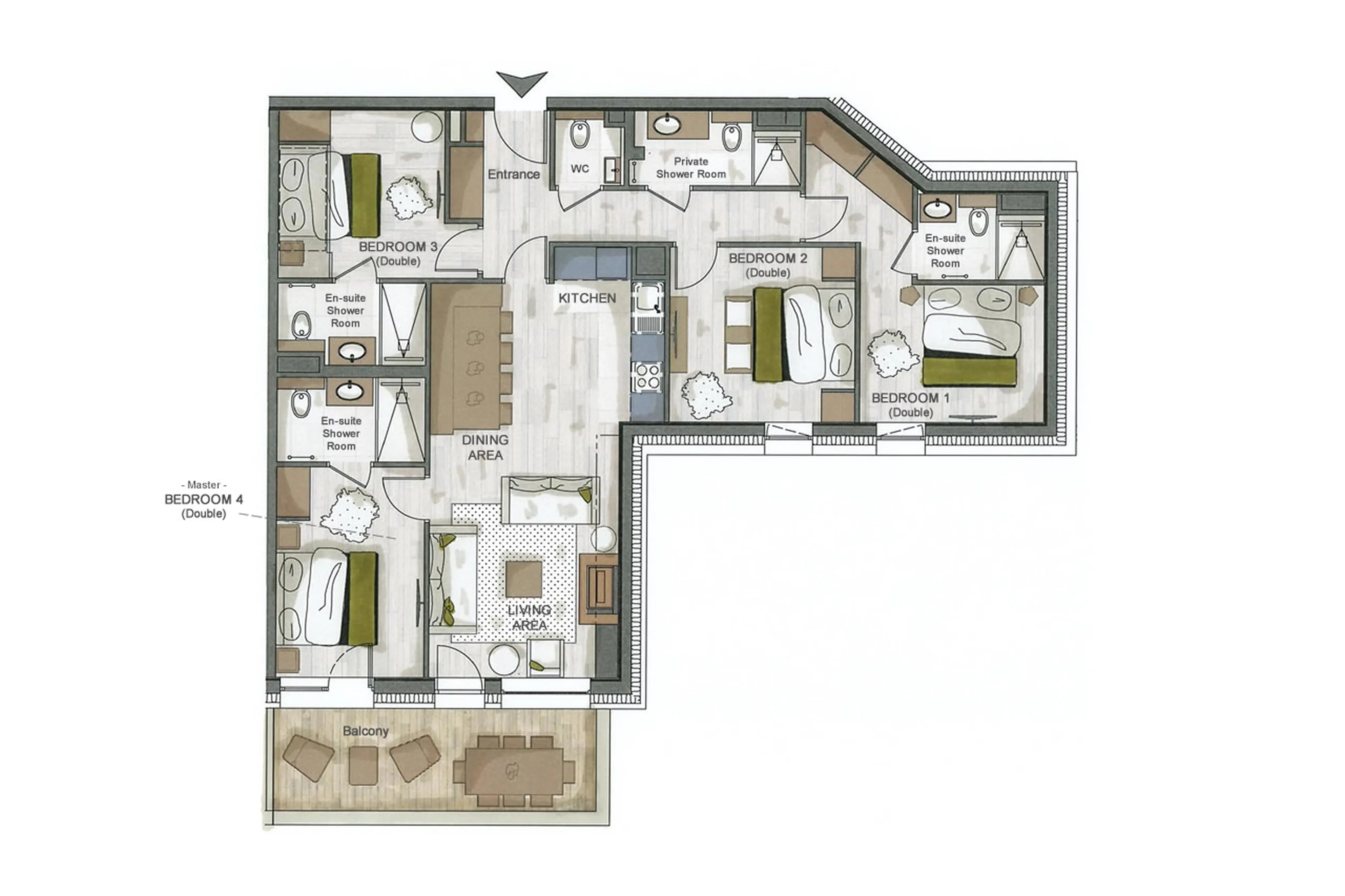 Floor plan of Sundance Penthouse 610 in Courchevel 1650